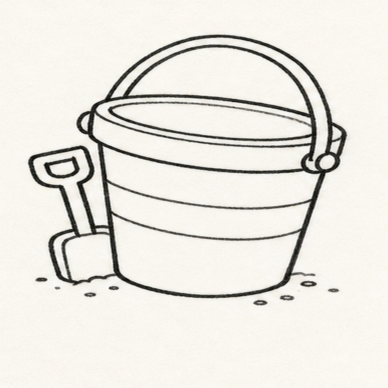 Tuck in beach details stage for how to draw a beach bucket