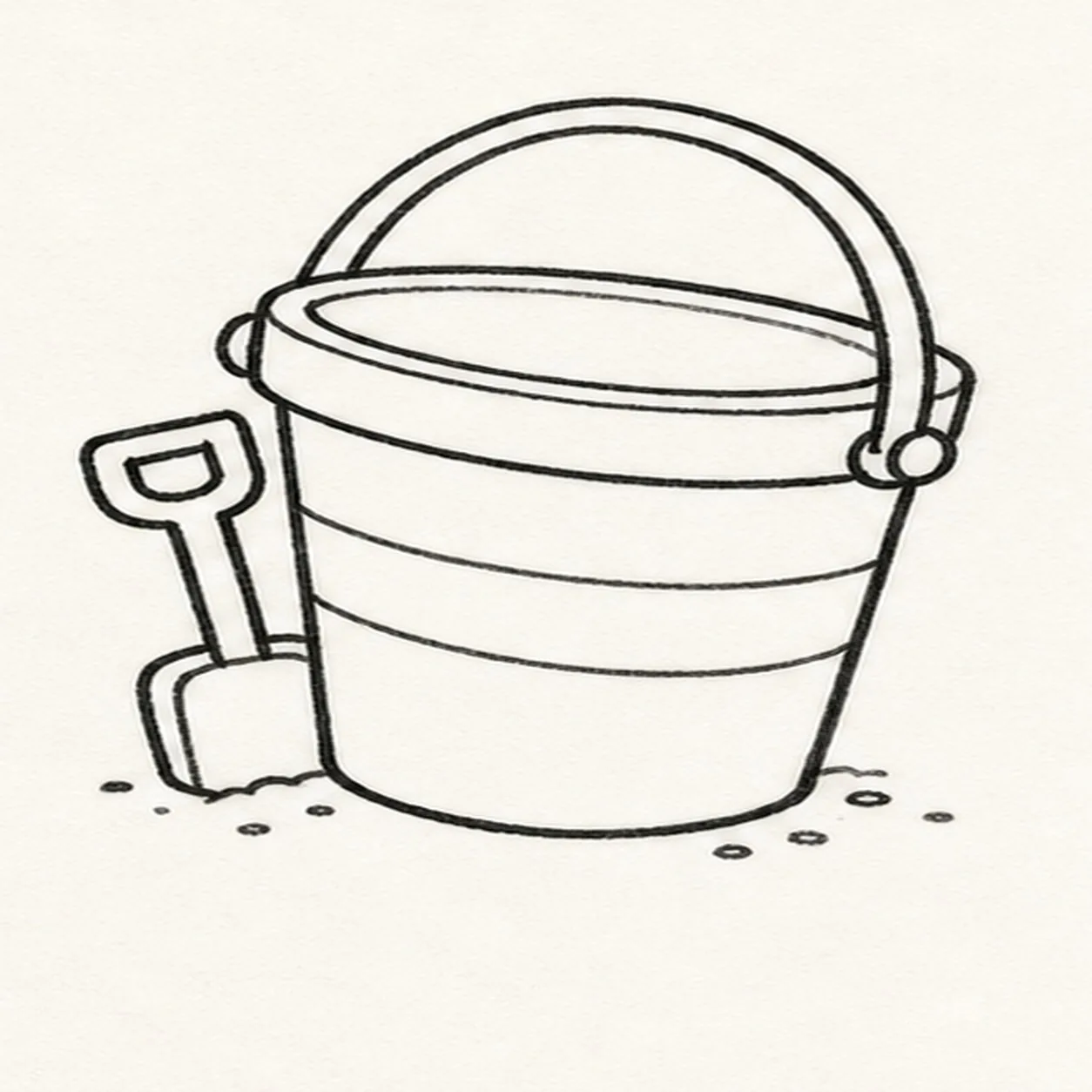 Tuck in beach details stage for how to draw a beach bucket