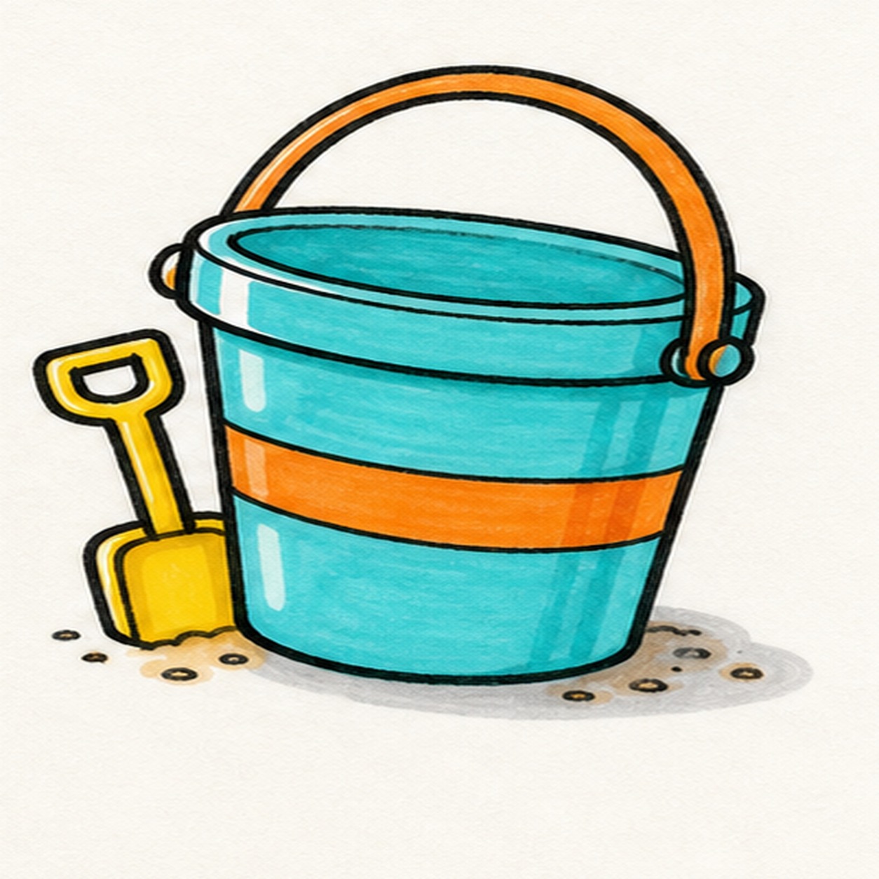 Fill the beach colors stage for how to draw a beach bucket