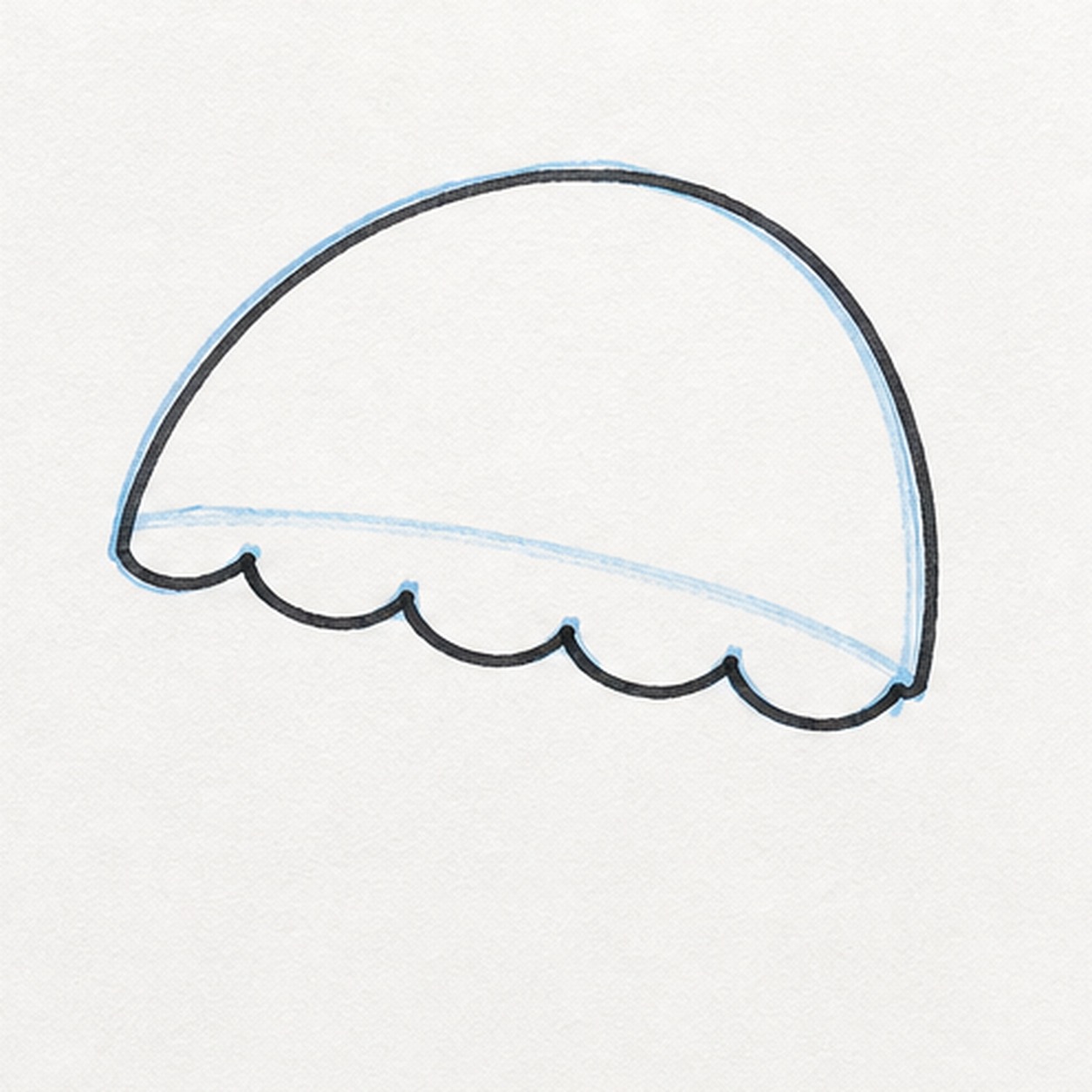 Scallop the edge stage for how to draw a beach umbrella