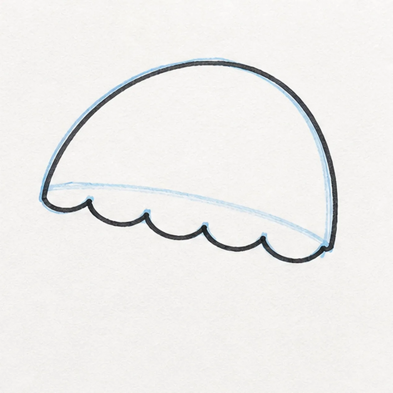 Scallop the edge stage for how to draw a beach umbrella