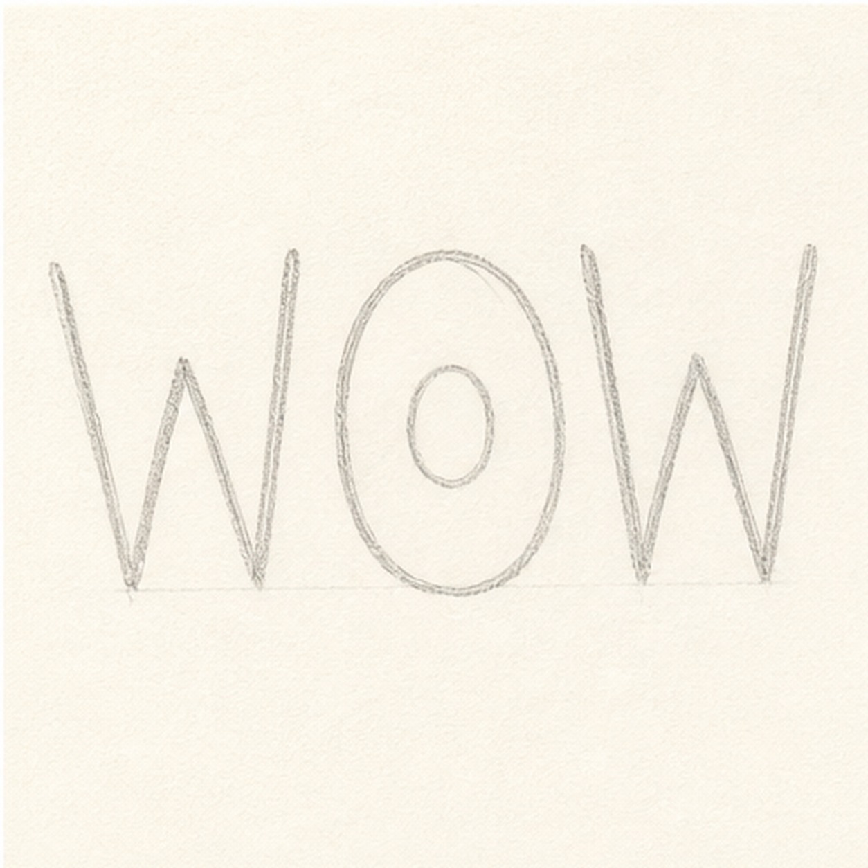 Sketch the WOW stage for how to draw a WOW doodle