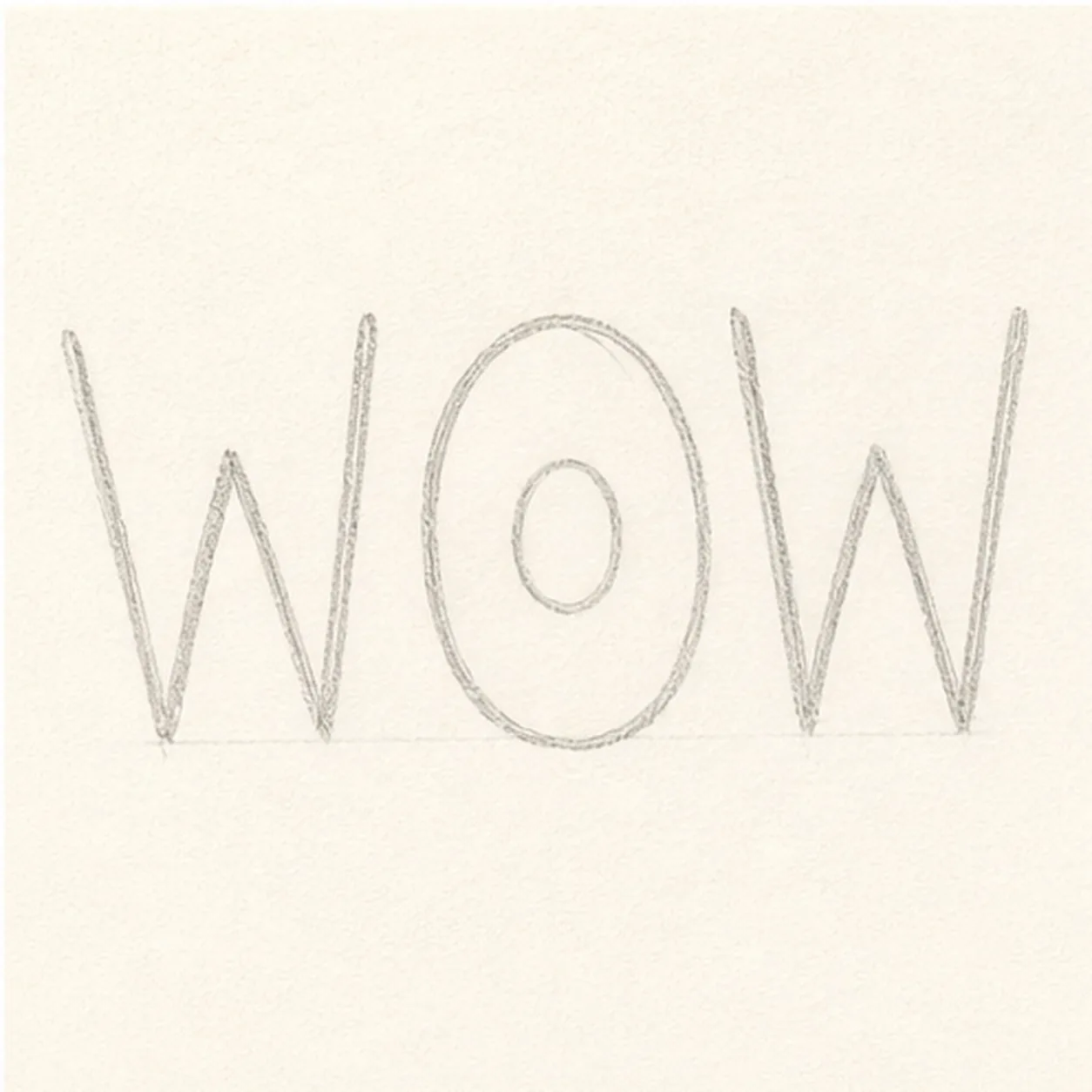 Sketch the WOW stage for how to draw a WOW doodle
