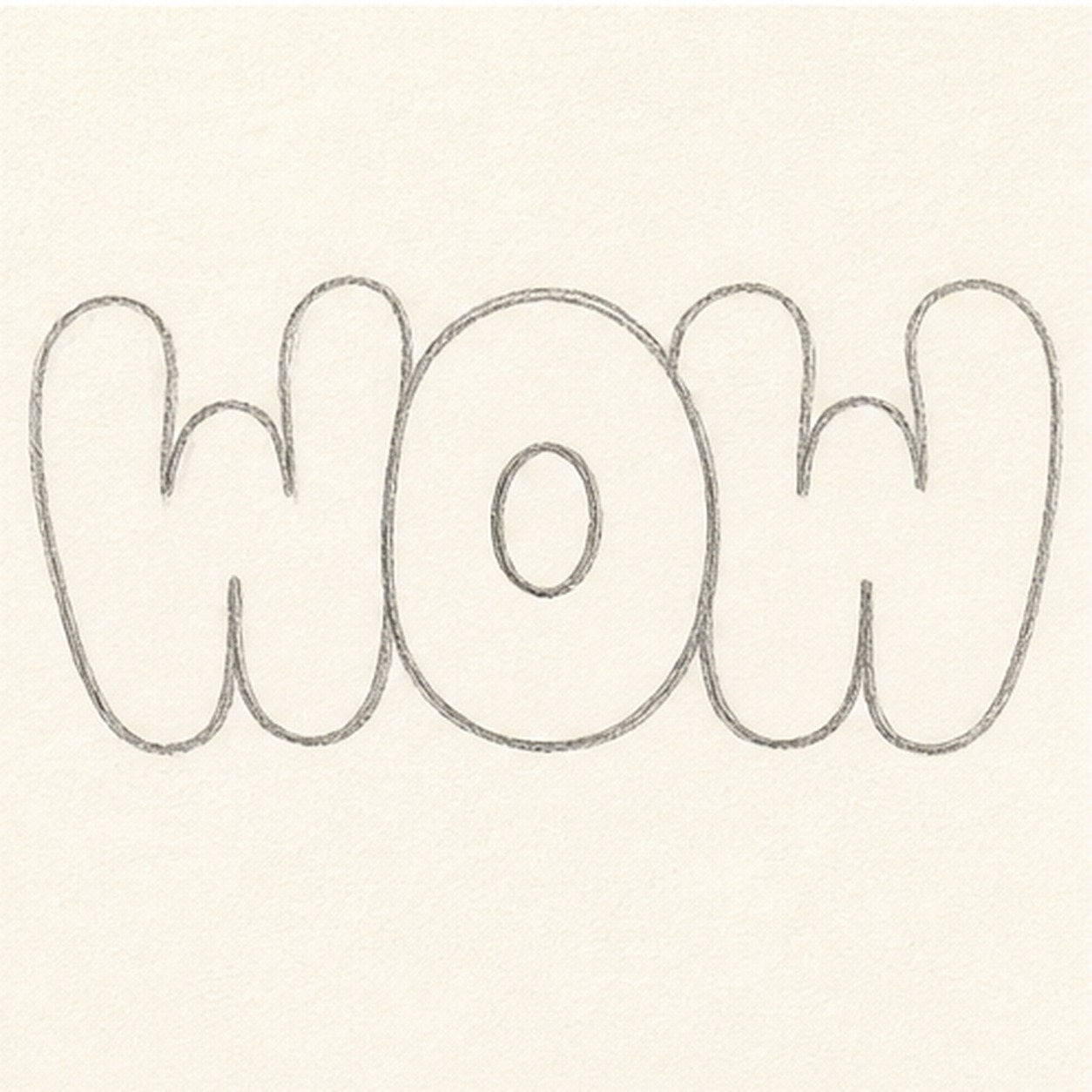 Bubble the letters stage for how to draw a WOW doodle