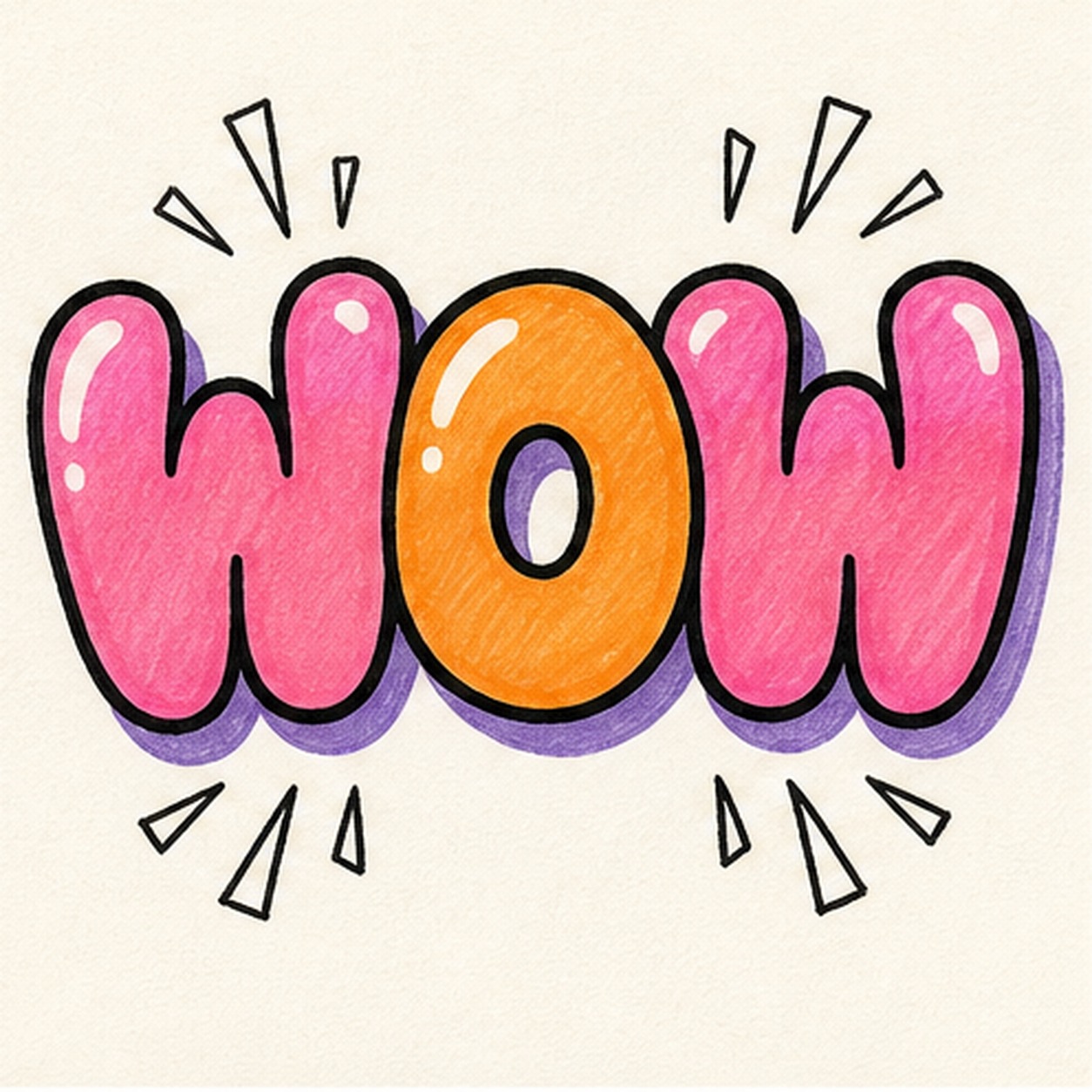 Fill the loud color stage for how to draw a WOW doodle