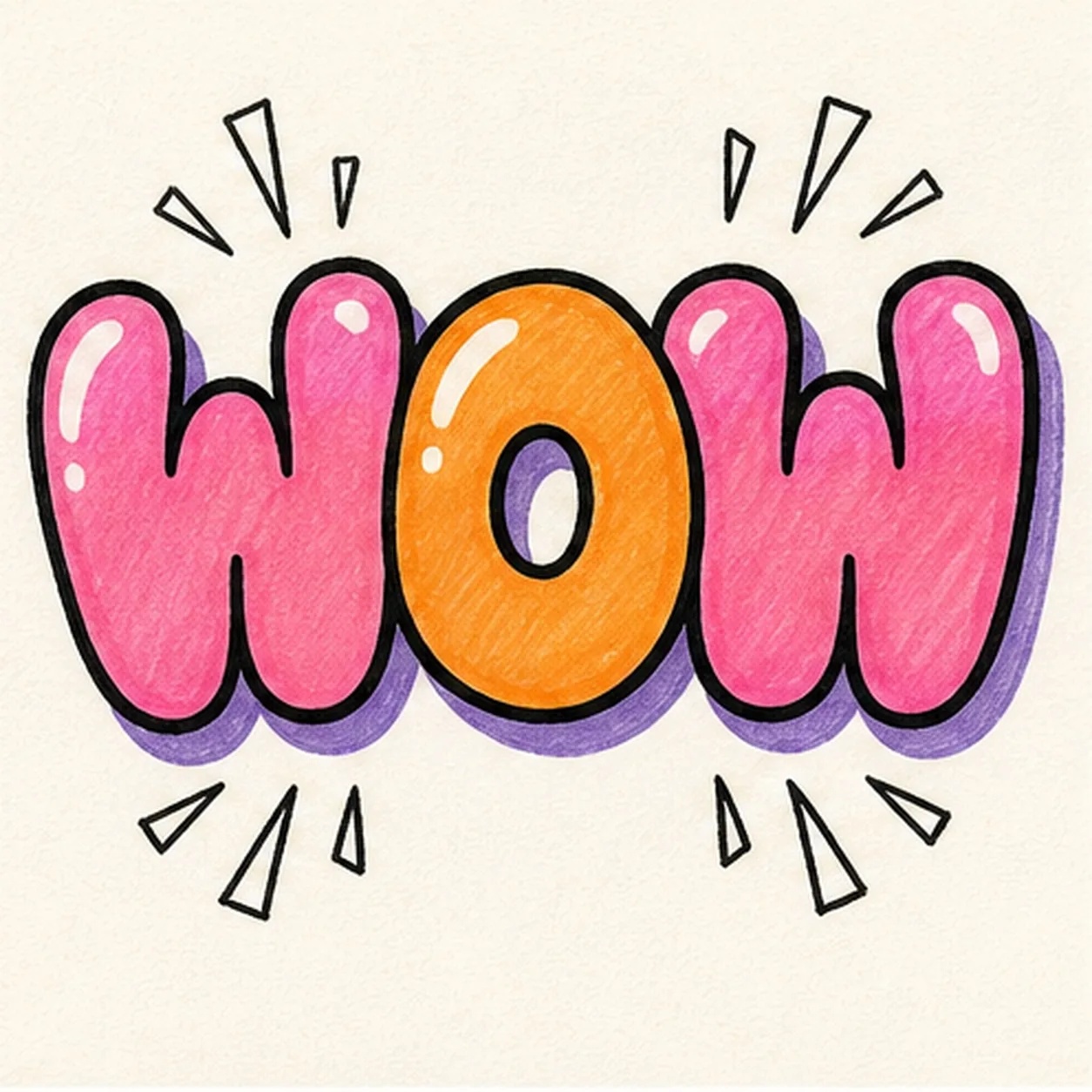 Fill the loud color stage for how to draw a WOW doodle
