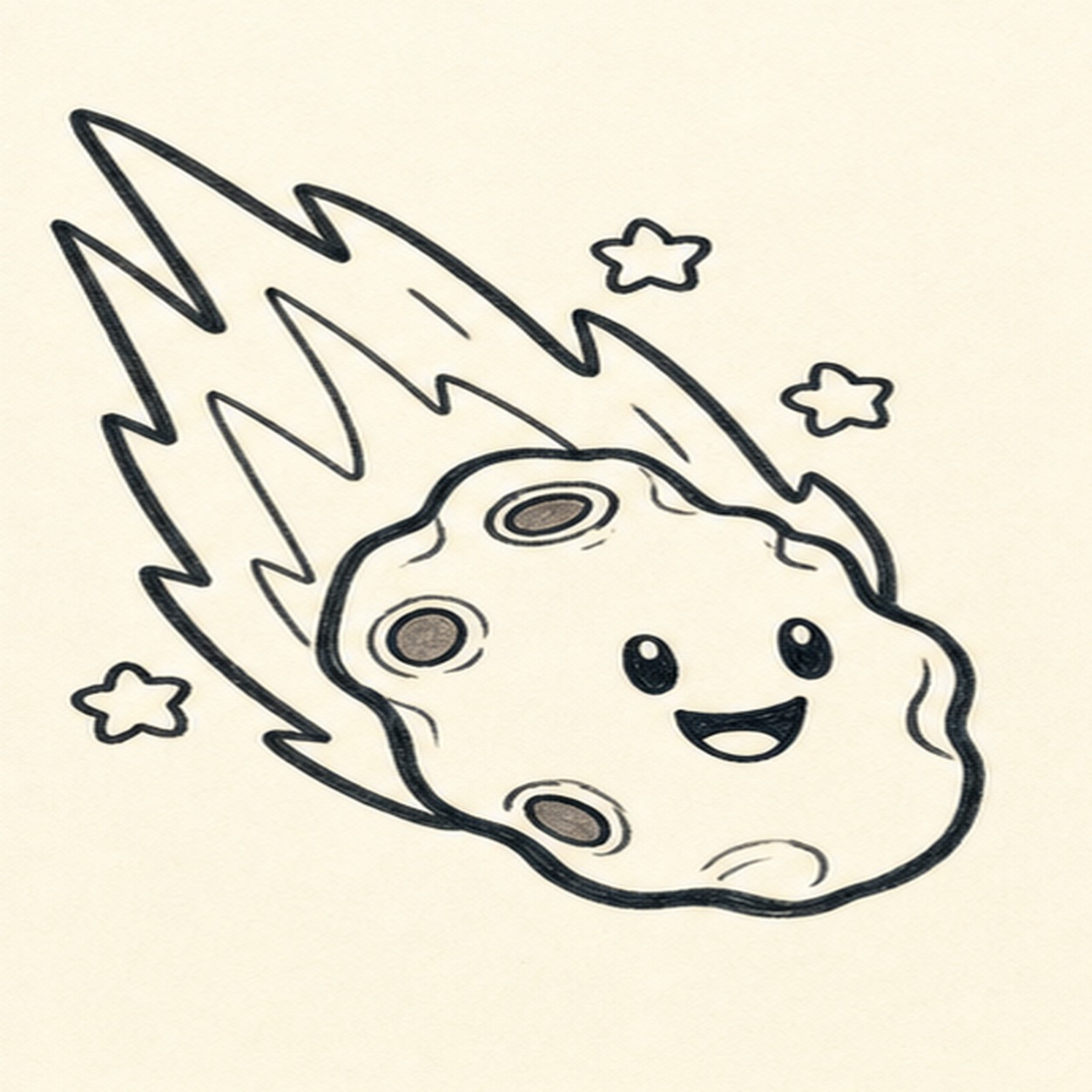 Add craters and a face stage for how to draw an asteroid doodle