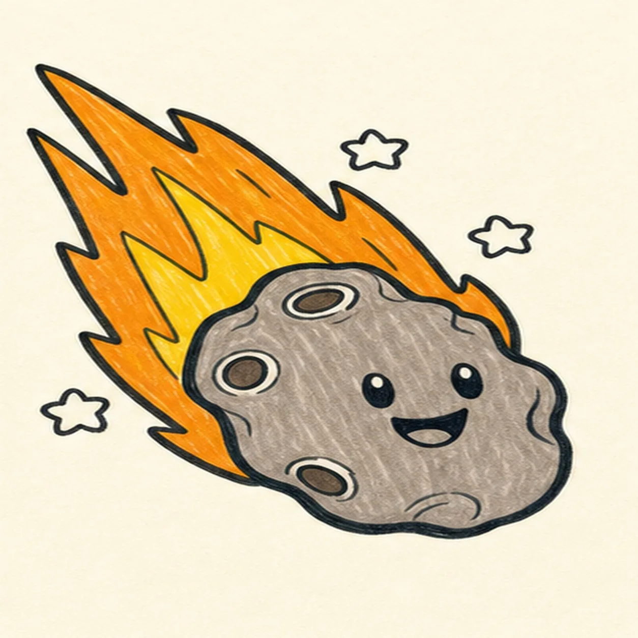 Fill the space colors stage for how to draw an asteroid doodle