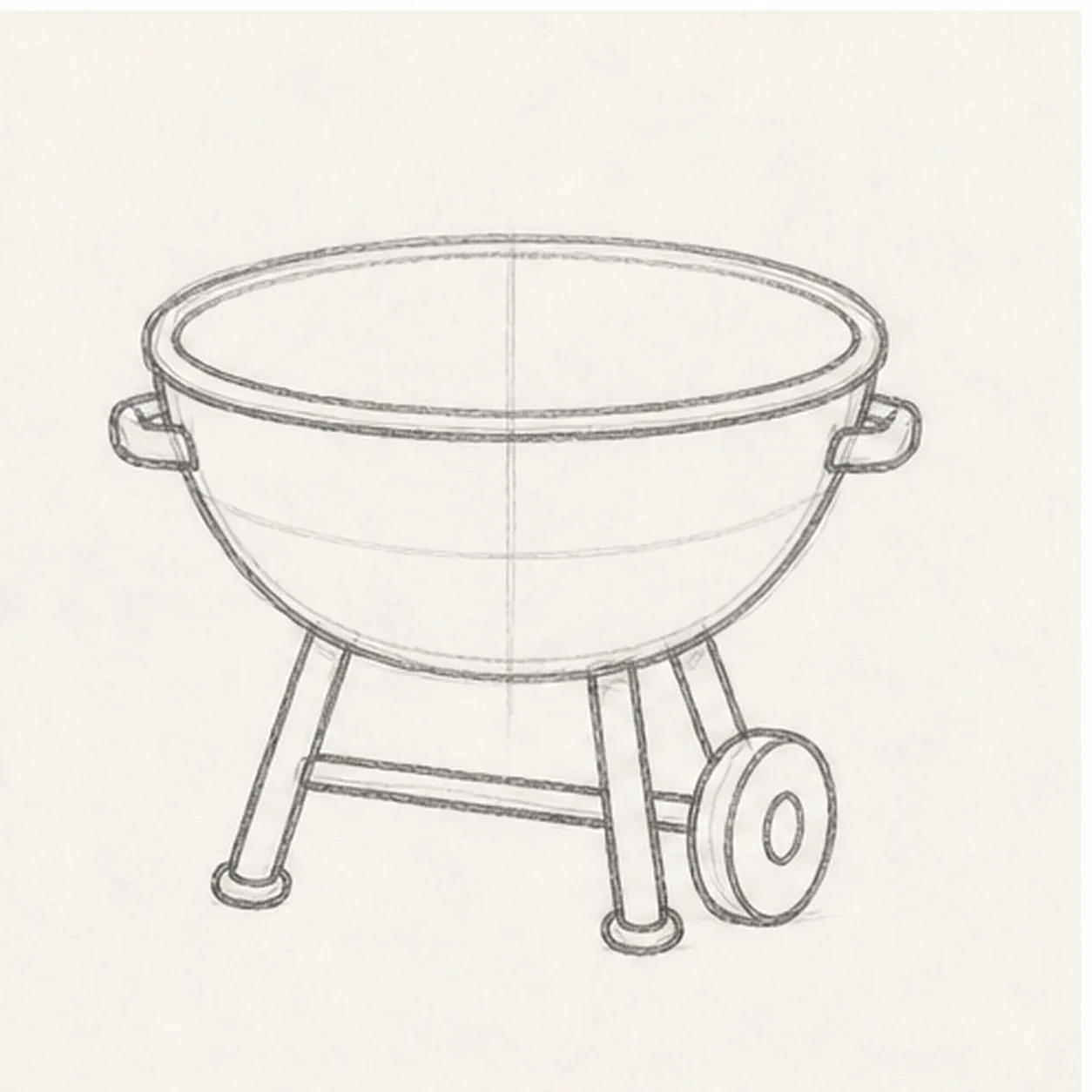 Add rim and handles stage for how to draw a grill doodle