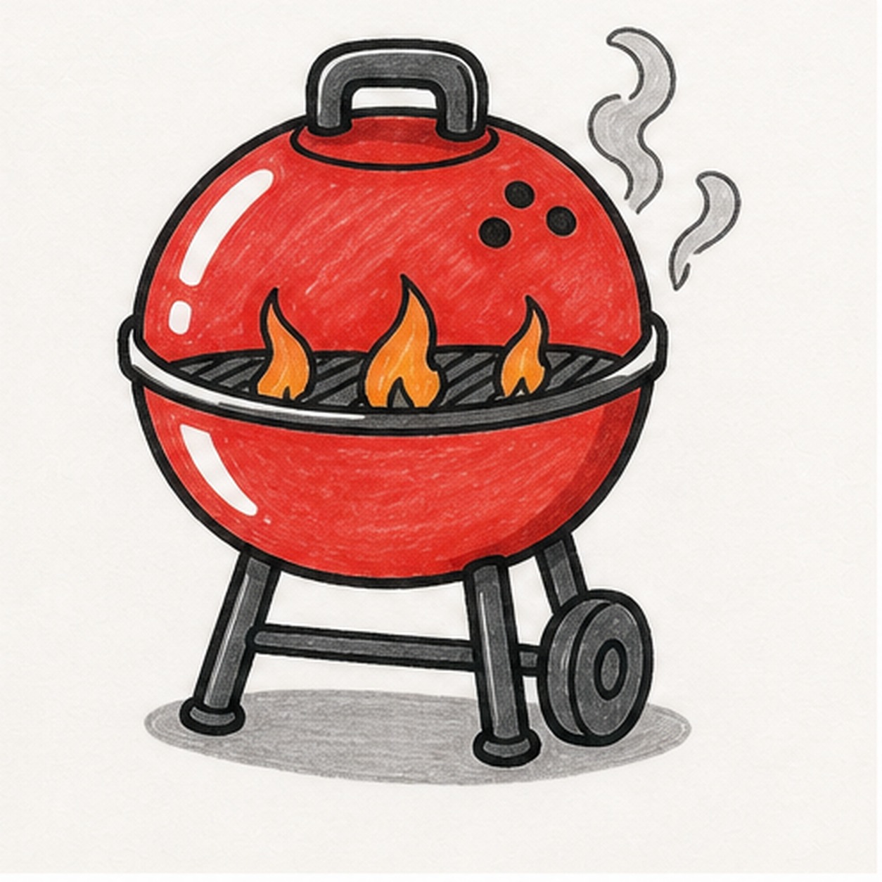 Fill the grill colors stage for how to draw a grill doodle