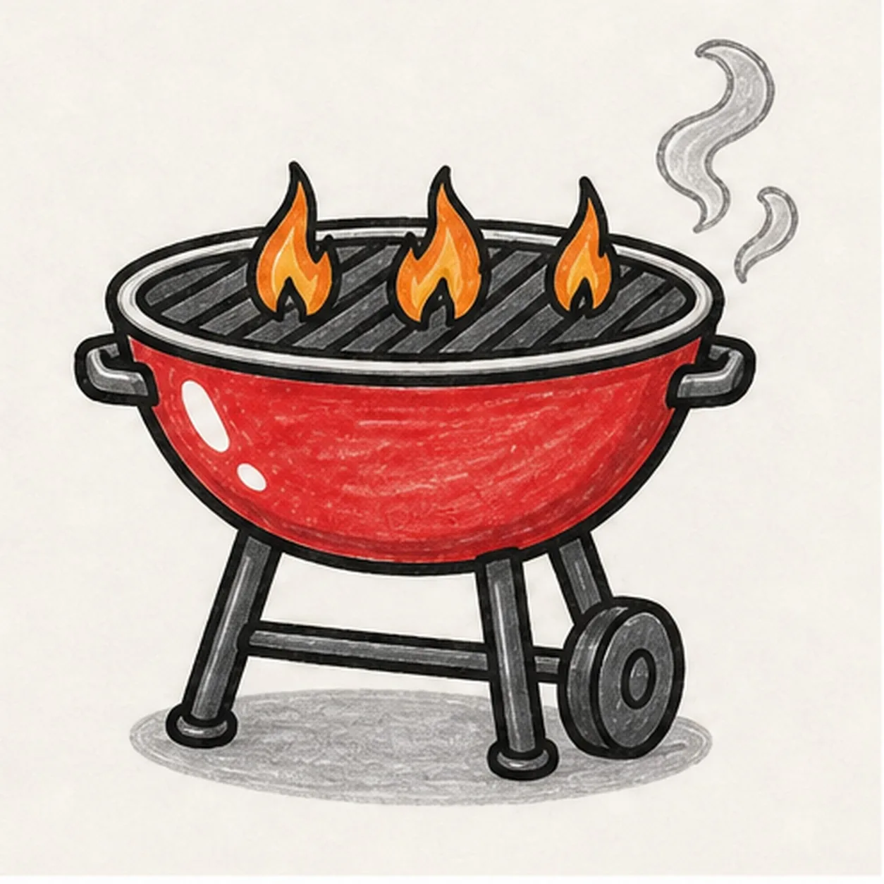 Fill the grill colors stage for how to draw a grill doodle