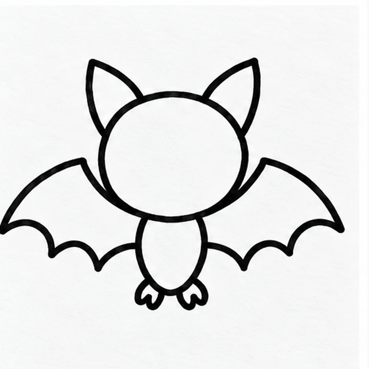 Spread the right wing stage for how to draw a flying bat