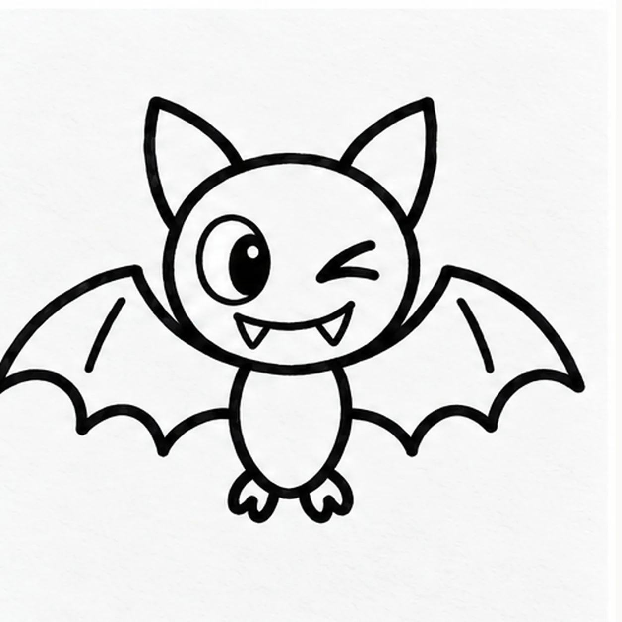 Give the bat a cheeky face stage for how to draw a flying bat