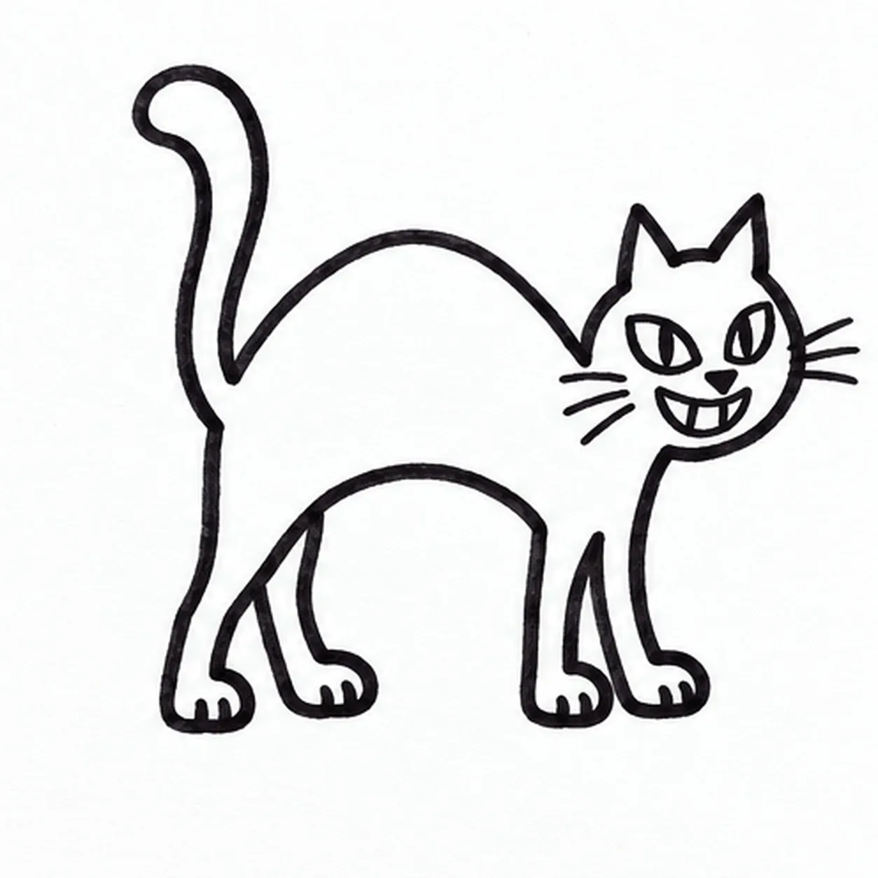 Give the cat a grin stage for how to draw a black cat