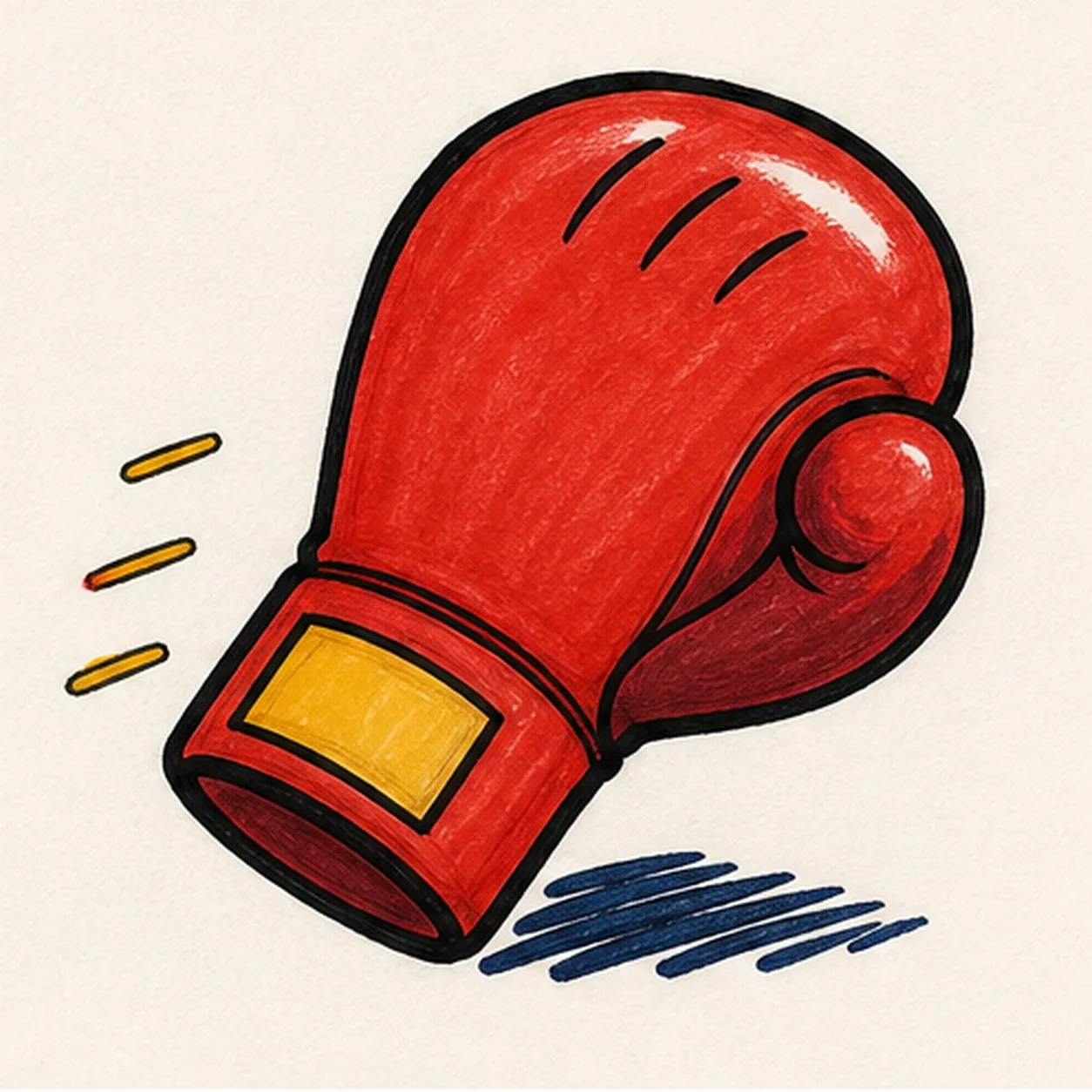 Fill the boxing red stage for how to draw a cartoon boxing glove