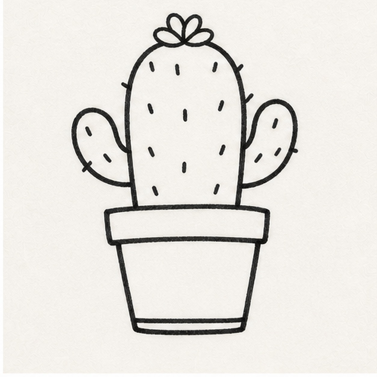 Dot spines and flower stage for how to draw a cactus sticker