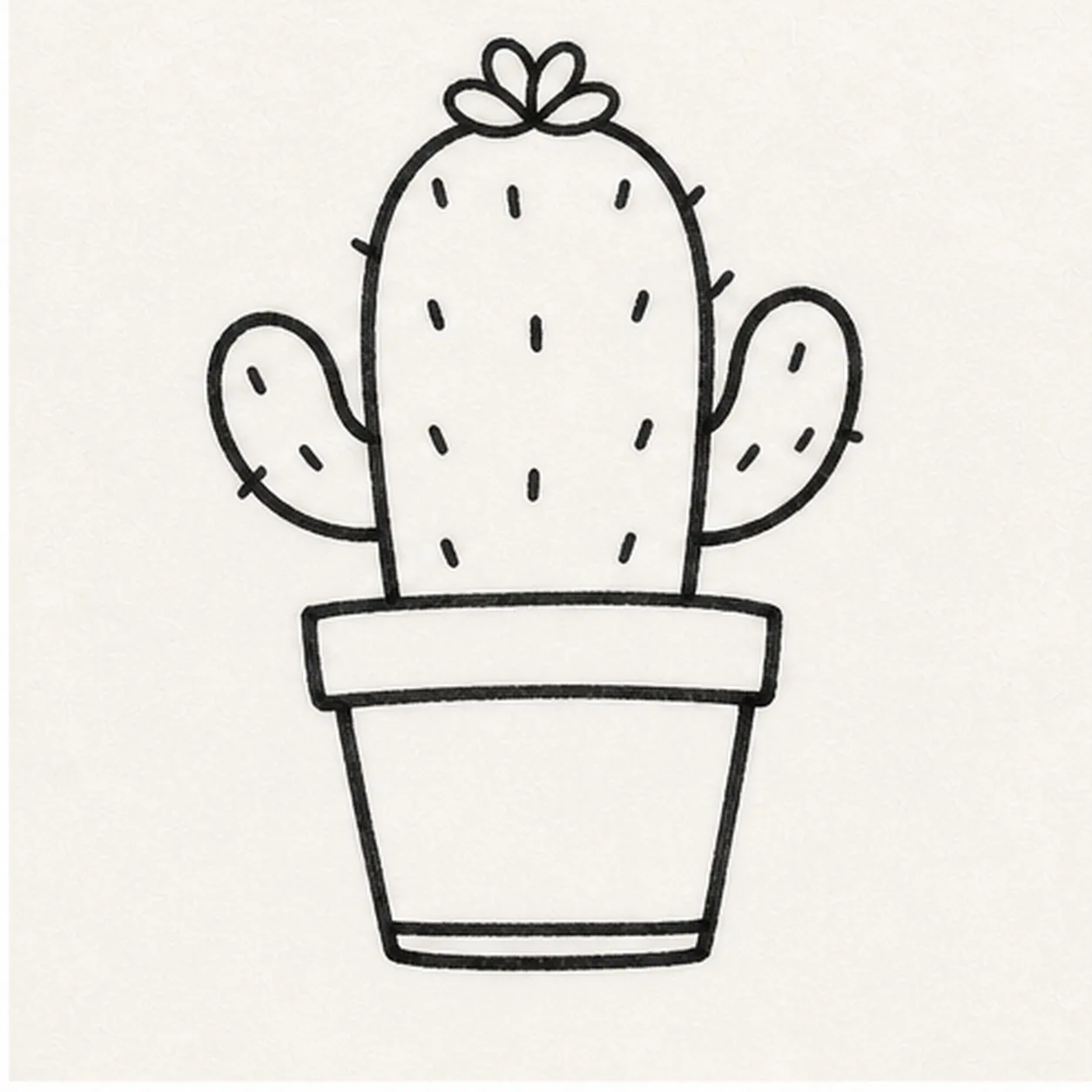 Dot spines and flower stage for how to draw a cactus sticker