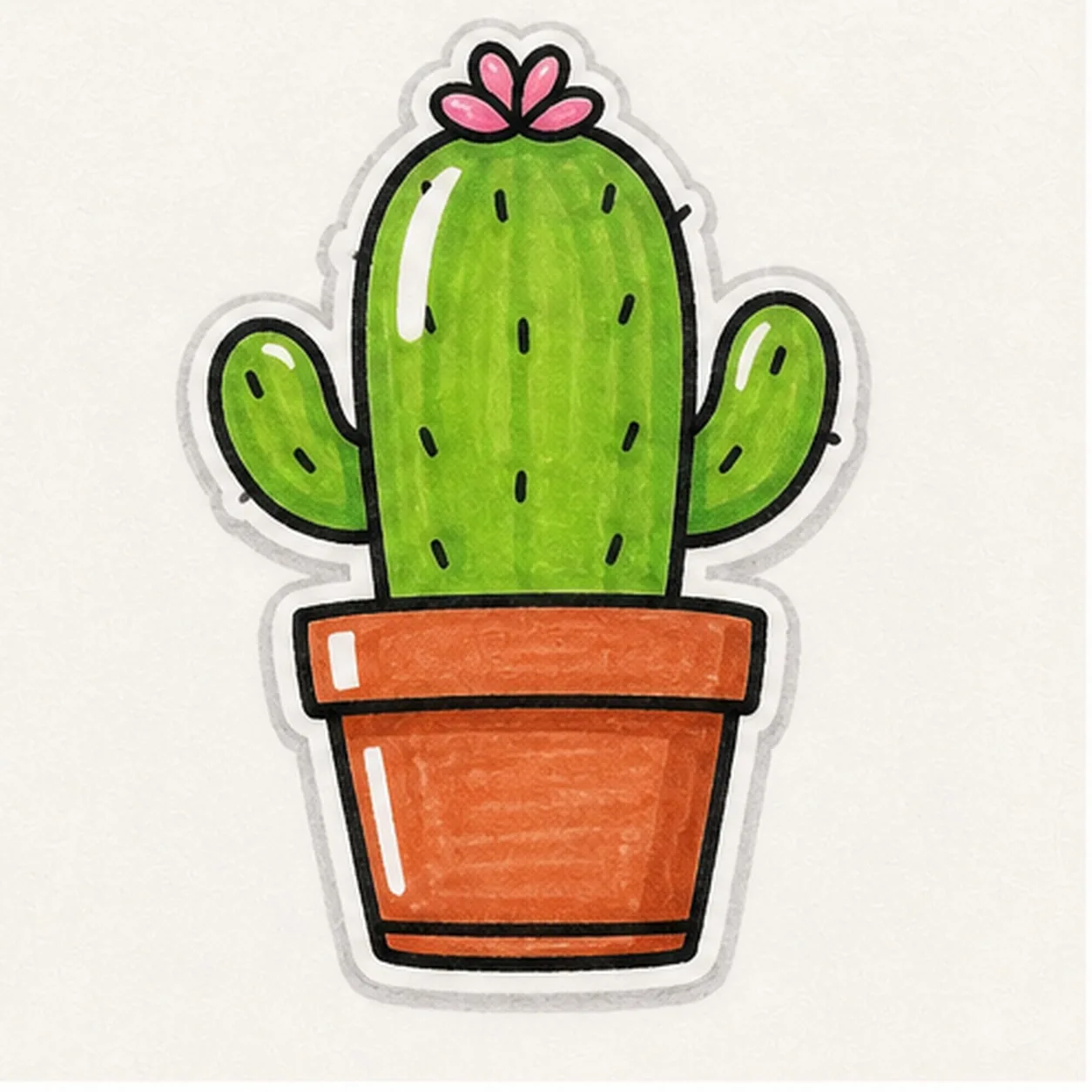 Fill the desert colors stage for how to draw a cactus sticker