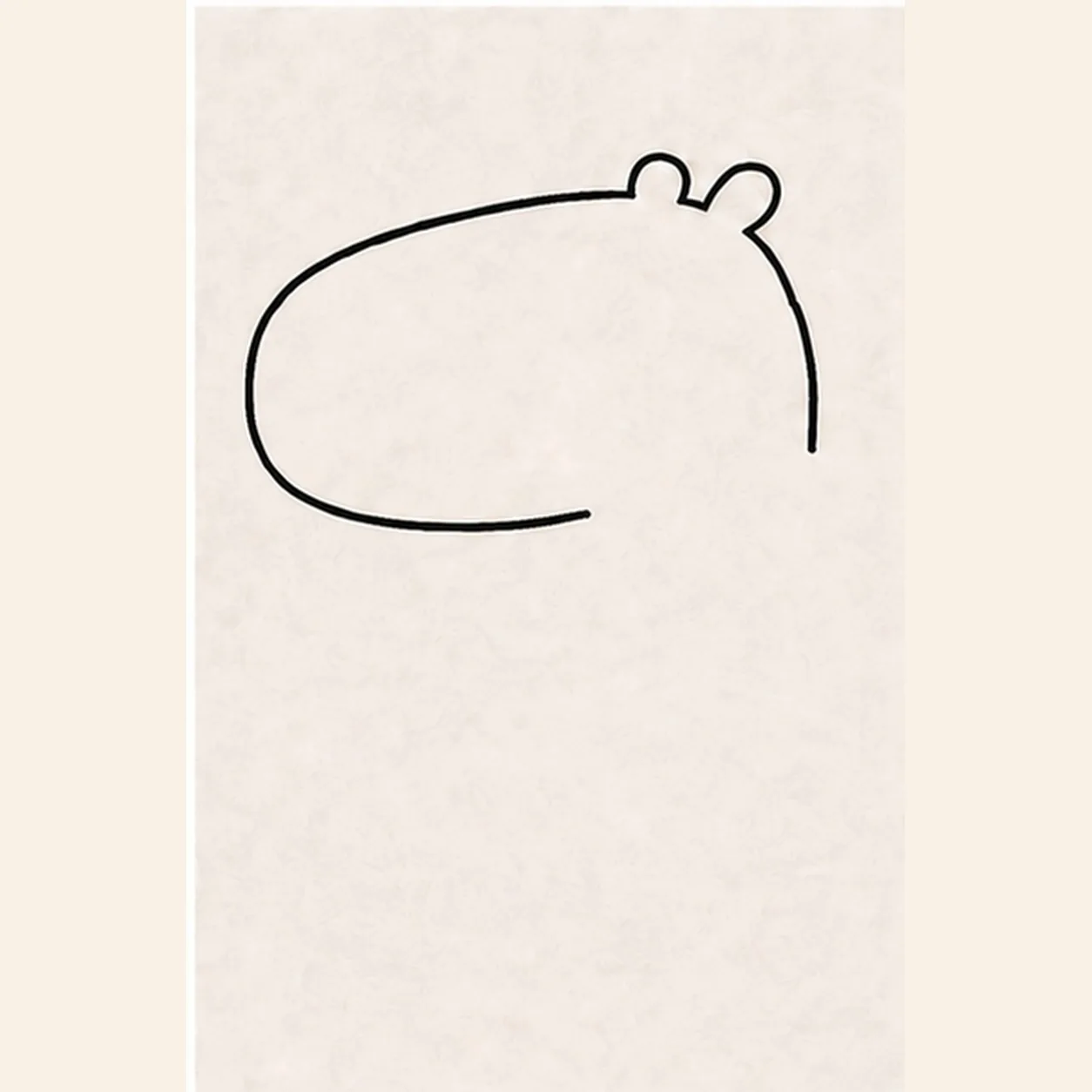 Draw the head and ears stage for how to draw a cartoon capybara
