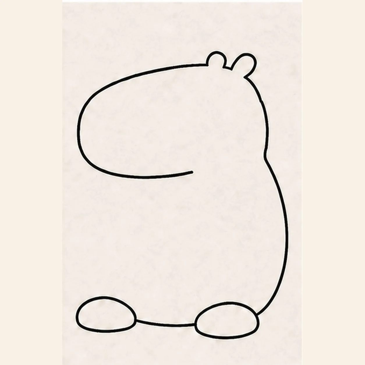 Add the back and feet stage for how to draw a cartoon capybara
