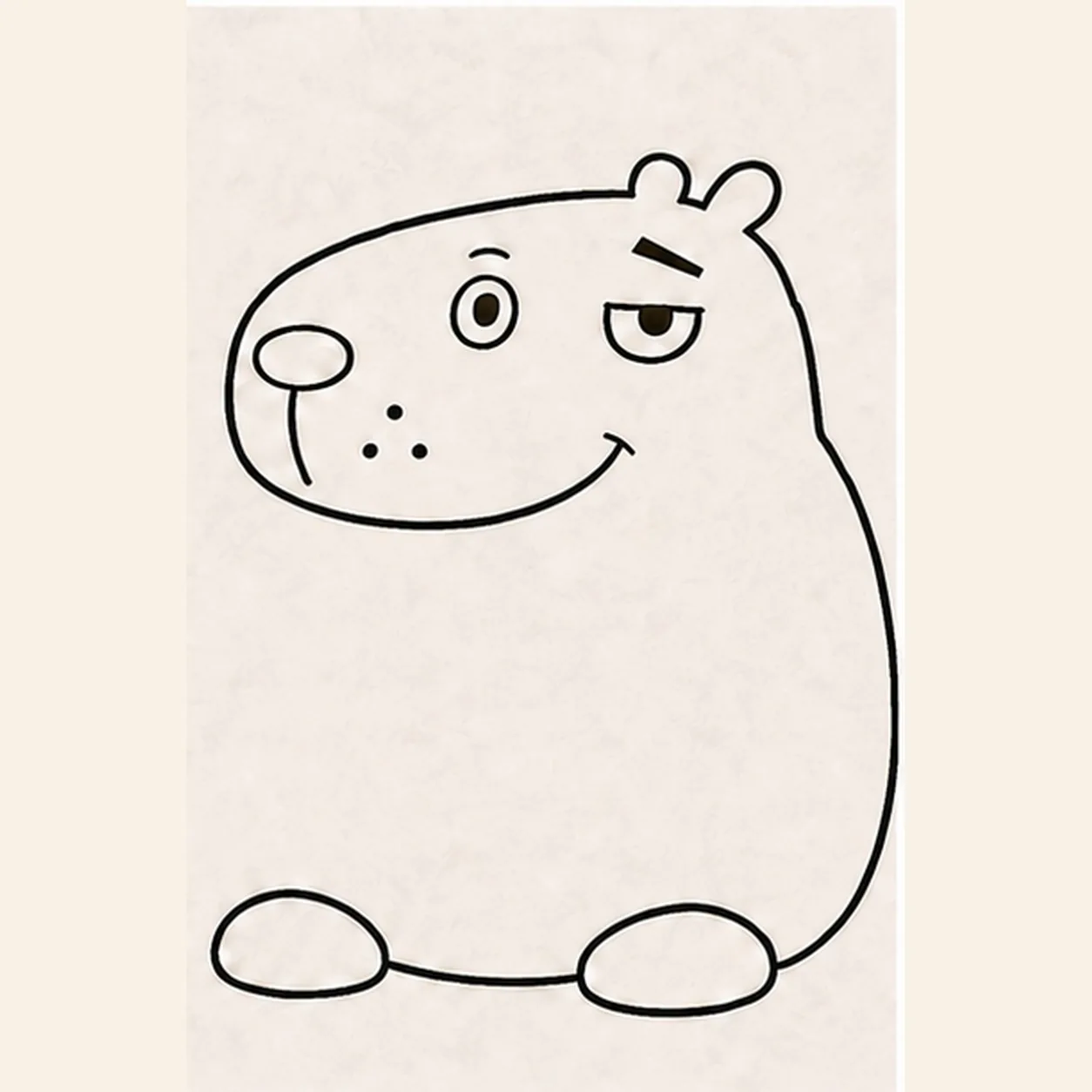 Give it a sideways grin stage for how to draw a cartoon capybara