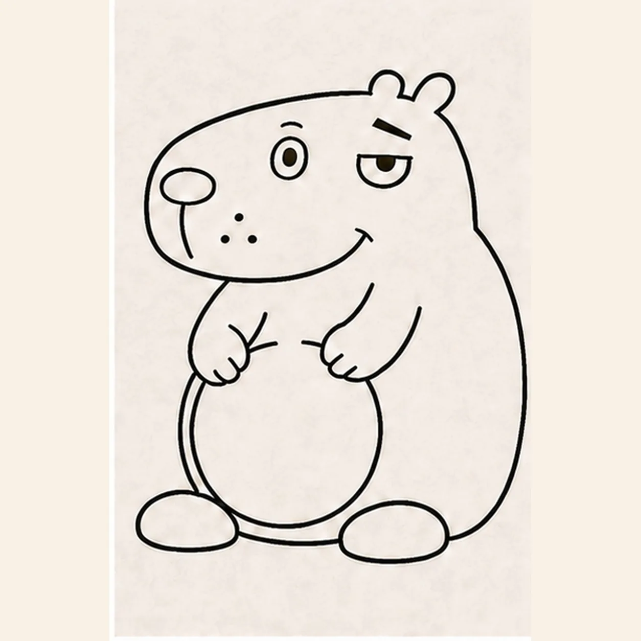 Draw the paws and orange stage for how to draw a cartoon capybara