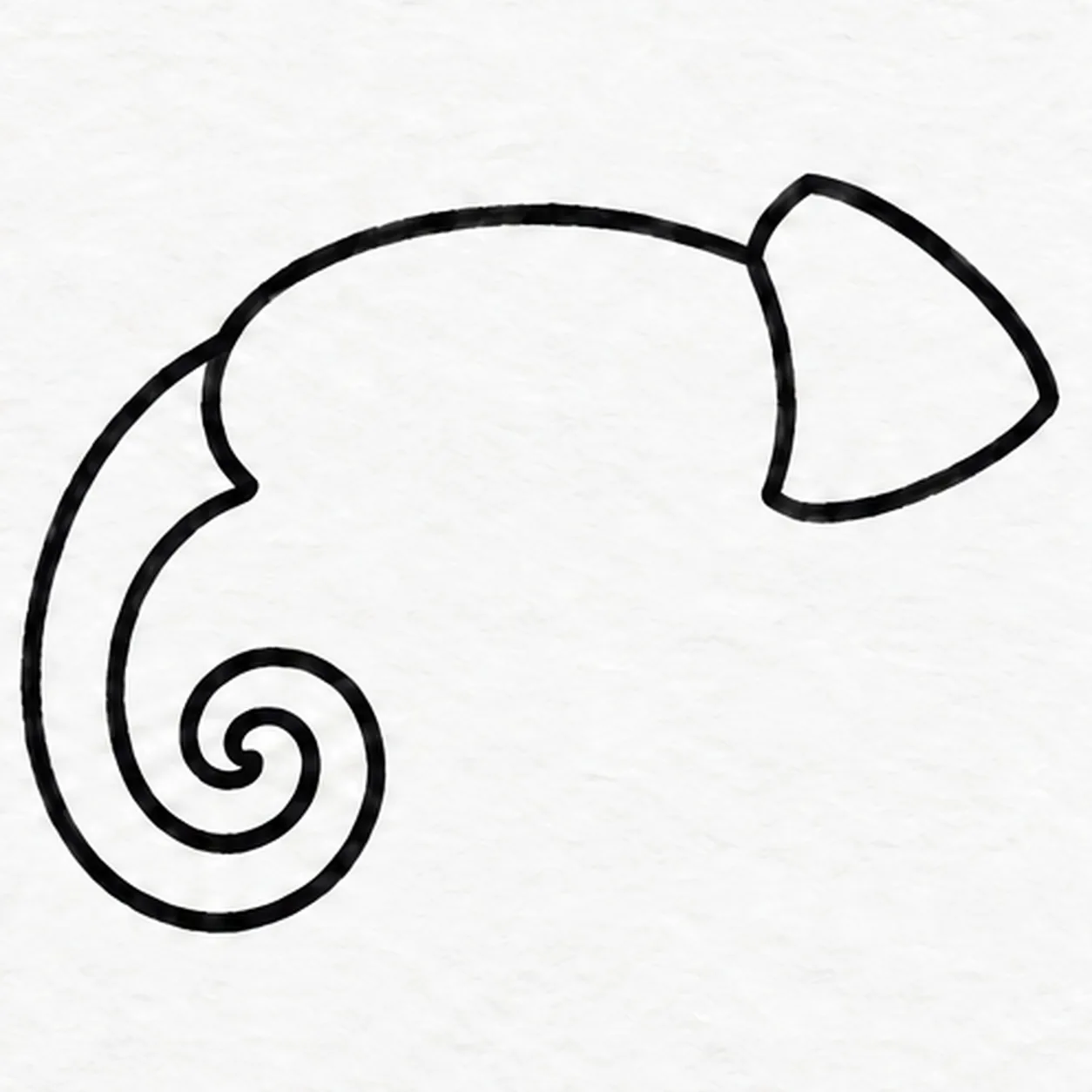 Curl the long tail stage for how to draw a chameleon on a branch