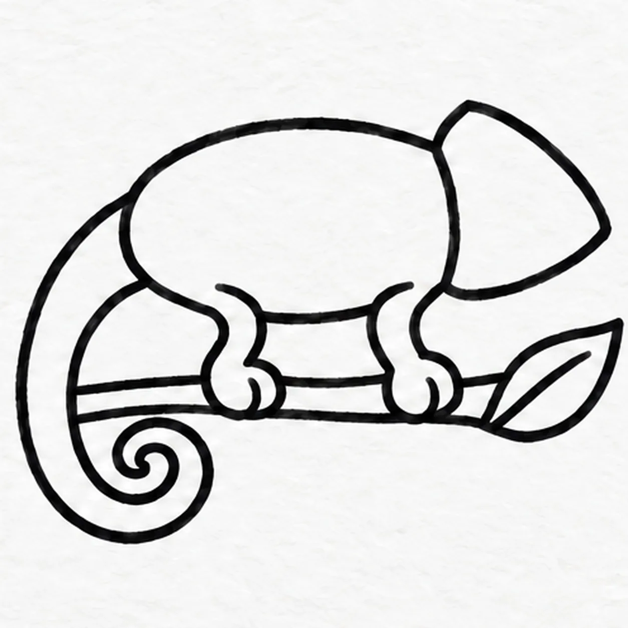 Grip a branch with two legs stage for how to draw a chameleon on a branch