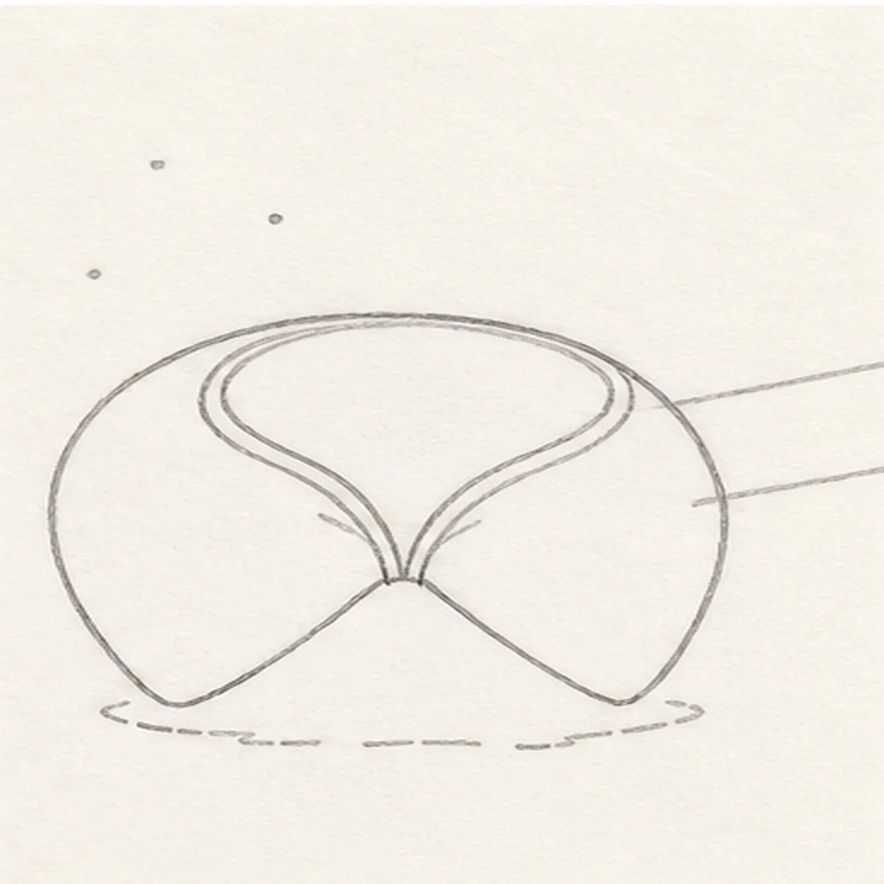 Build the folded opening stage for how to draw a fortune cookie