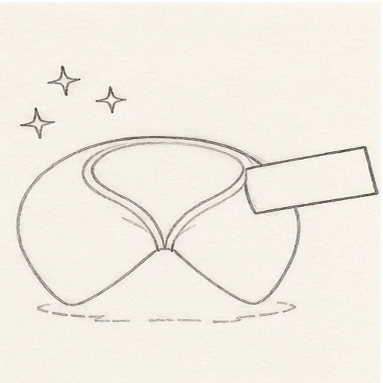 Add the blank slip and sparkles stage for how to draw a fortune cookie