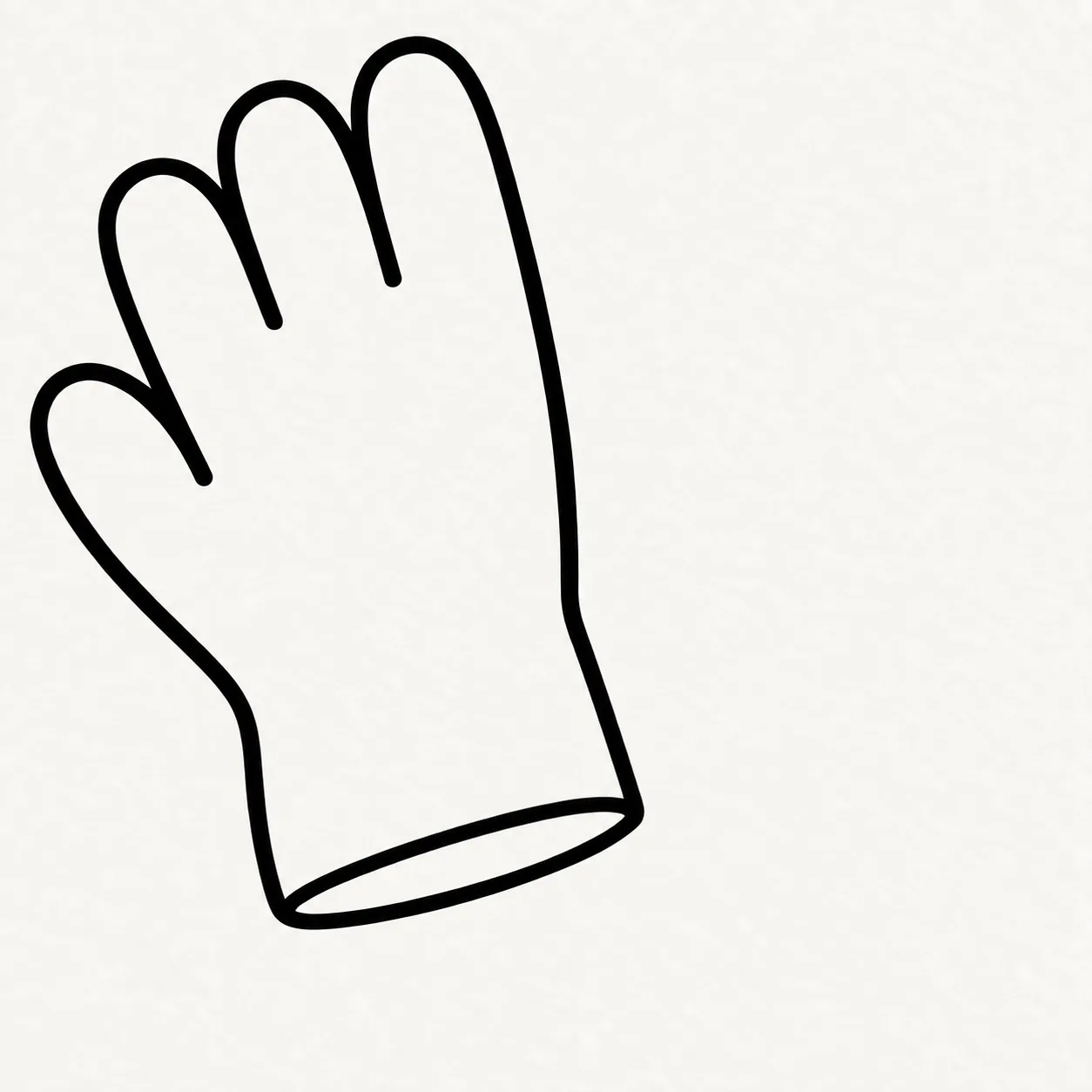 Shape the foreground glove stage for how to draw cartoon garden gloves with a leaf