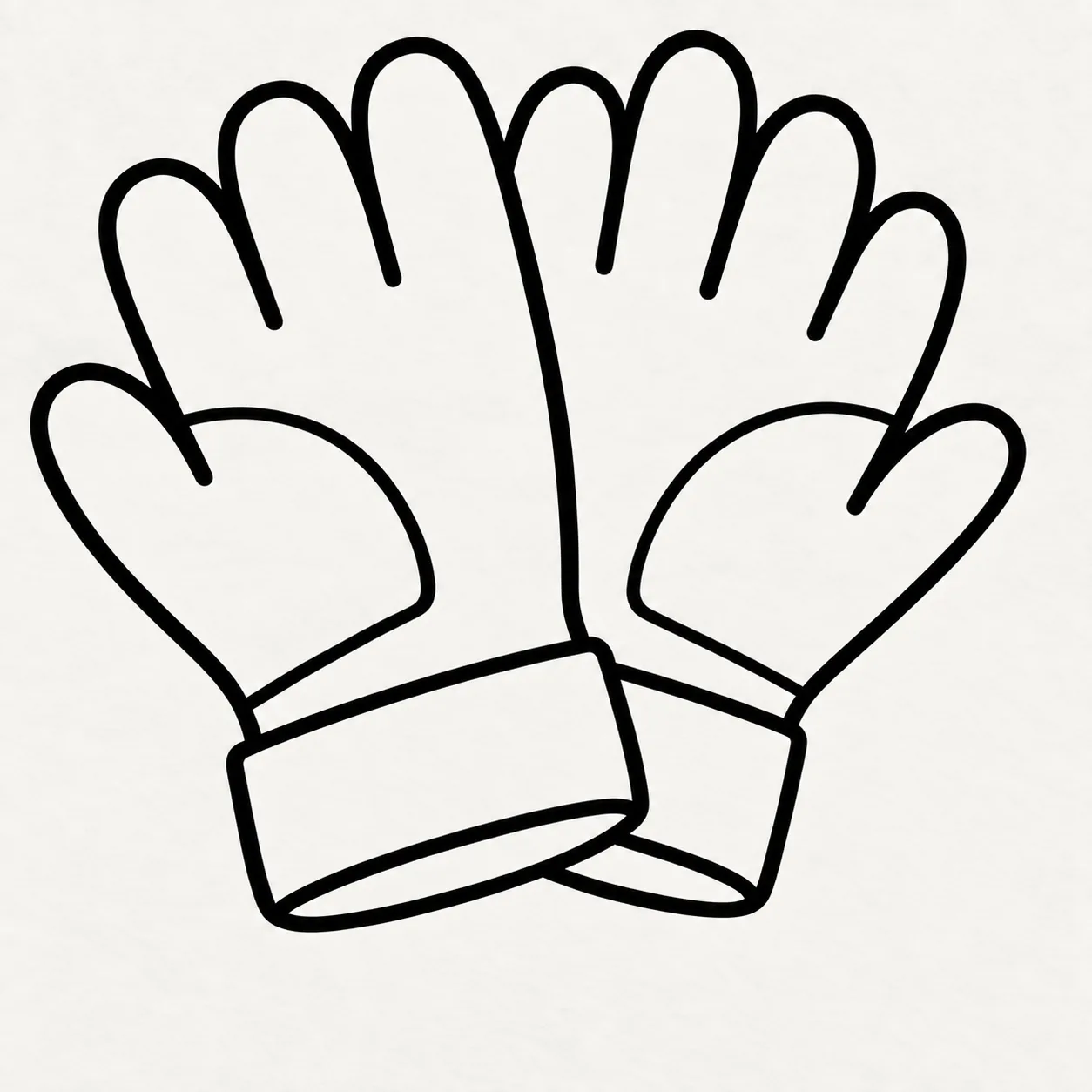 Band the cuffs and palms stage for how to draw cartoon garden gloves with a leaf