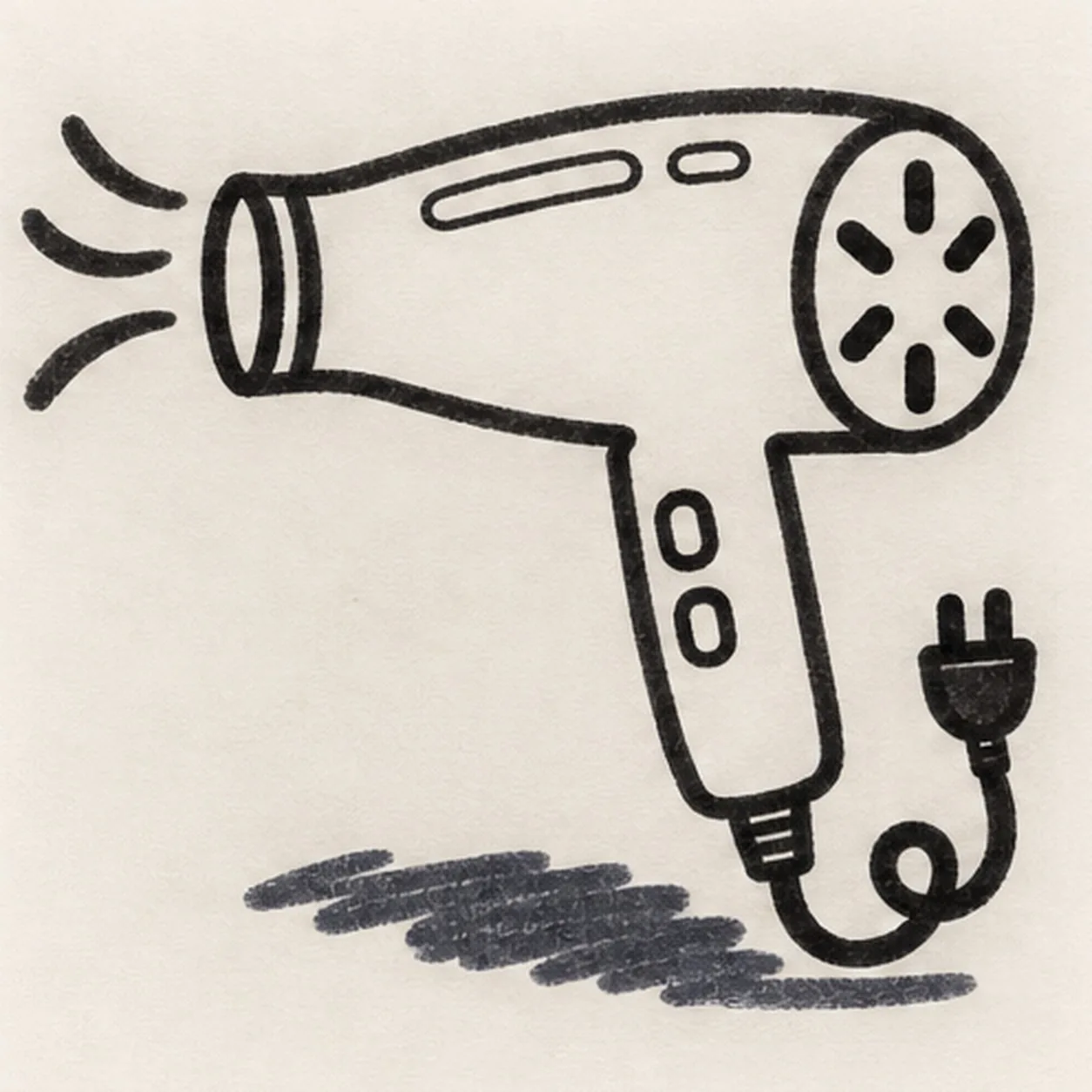 Send out the airflow stage for how to draw a cartoon hair dryer
