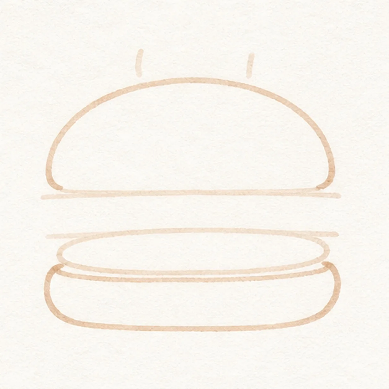 Round out the buns stage for how to draw a cartoon hamburger