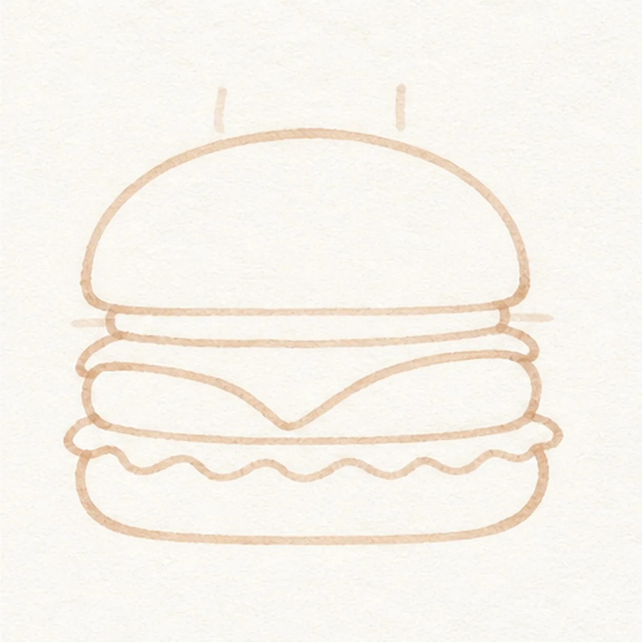 Layer the fillings stage for how to draw a cartoon hamburger
