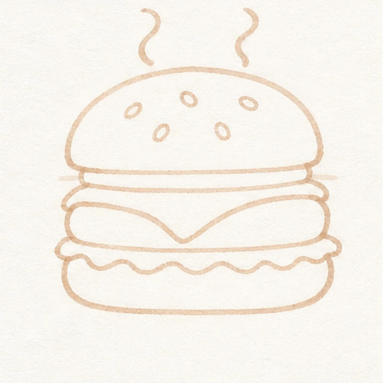Sprinkle seeds and steam stage for how to draw a cartoon hamburger