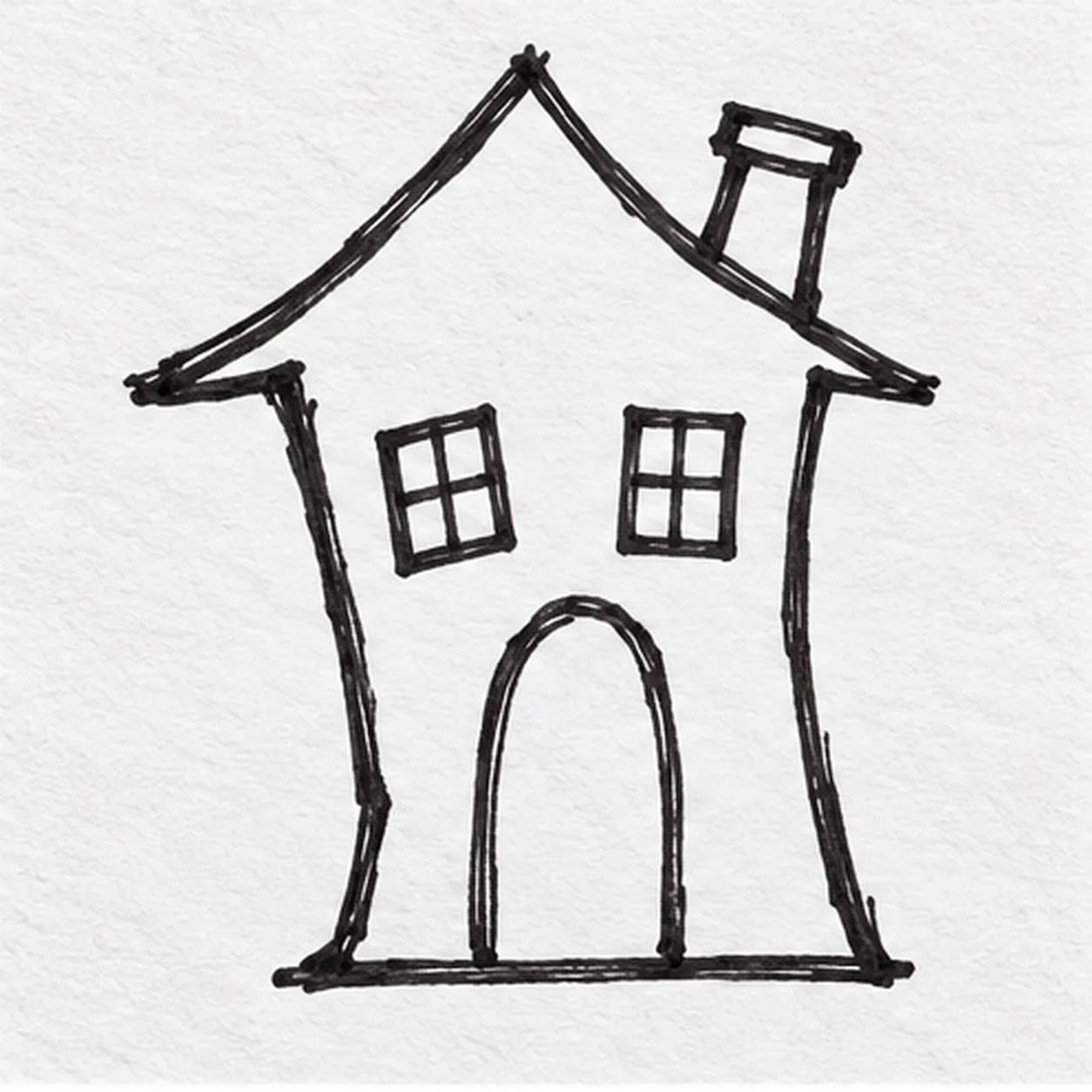Place windows and door stage for how to draw a haunted house
