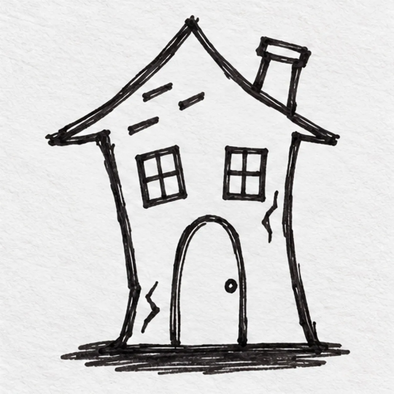 Crack and ground the walls stage for how to draw a haunted house