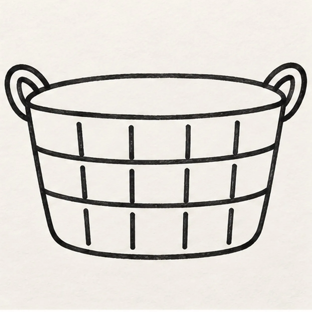 Build the woven basket stage for how to draw a cartoon laundry basket with striped socks