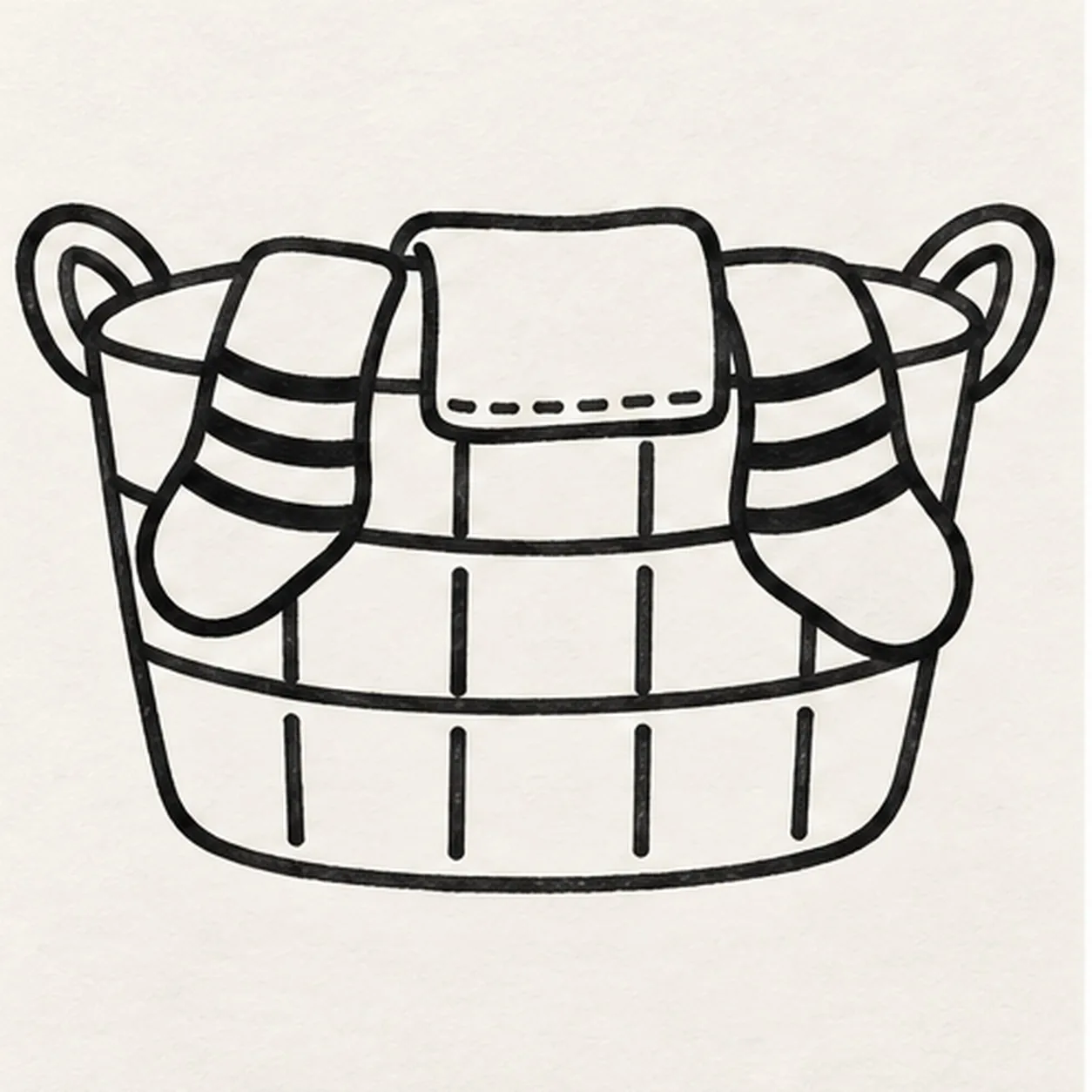Stripe the socks stage for how to draw a cartoon laundry basket with striped socks