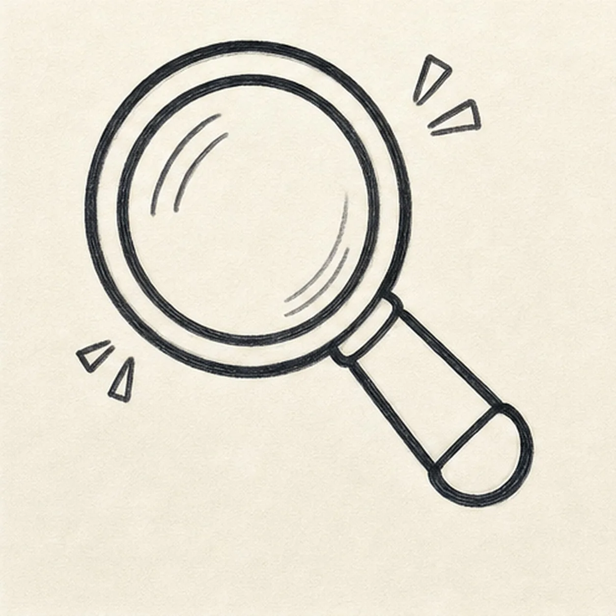 Spark the search stage for how to draw a magnifying glass doodle