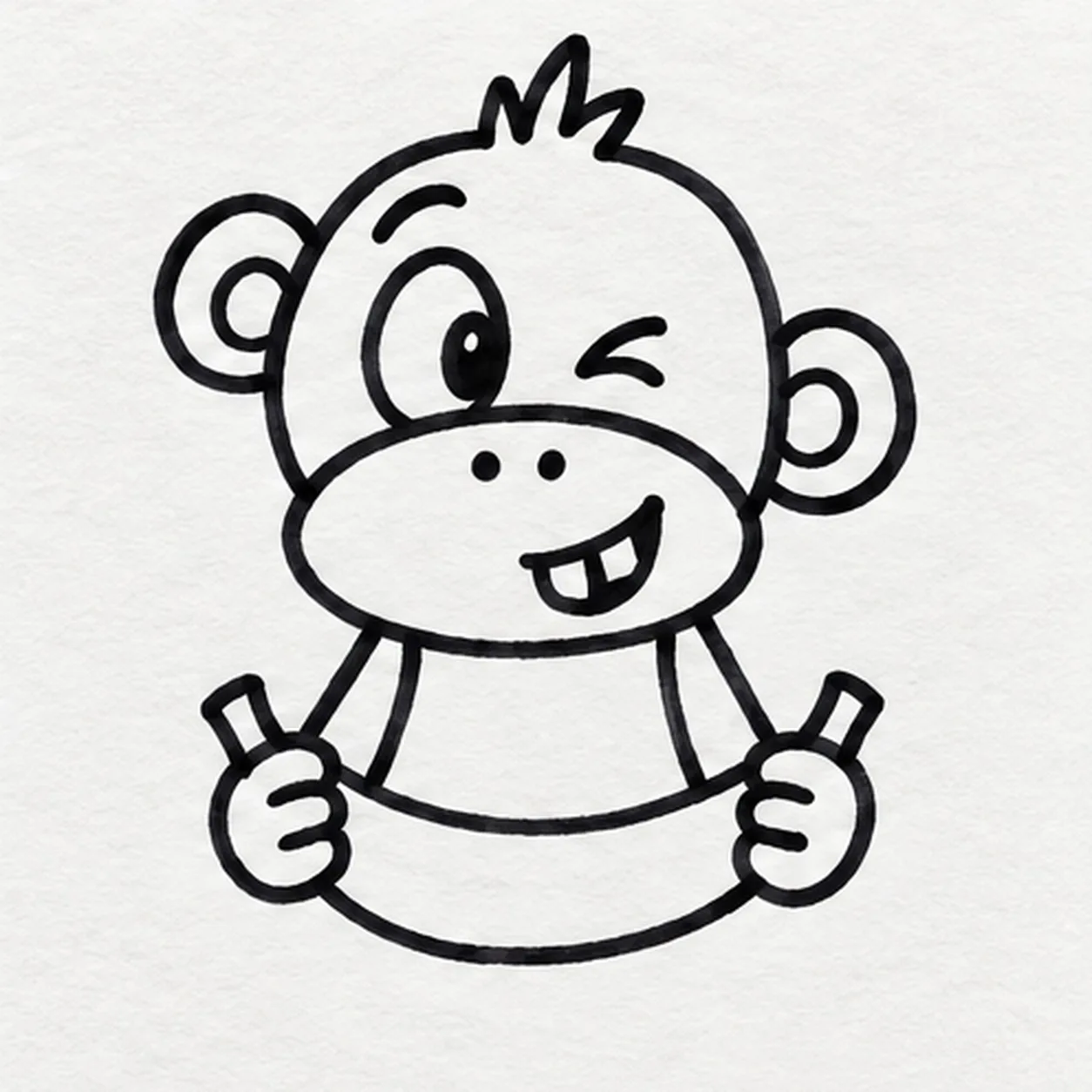 Place the banana and hands stage for how to draw a cartoon monkey with a banana