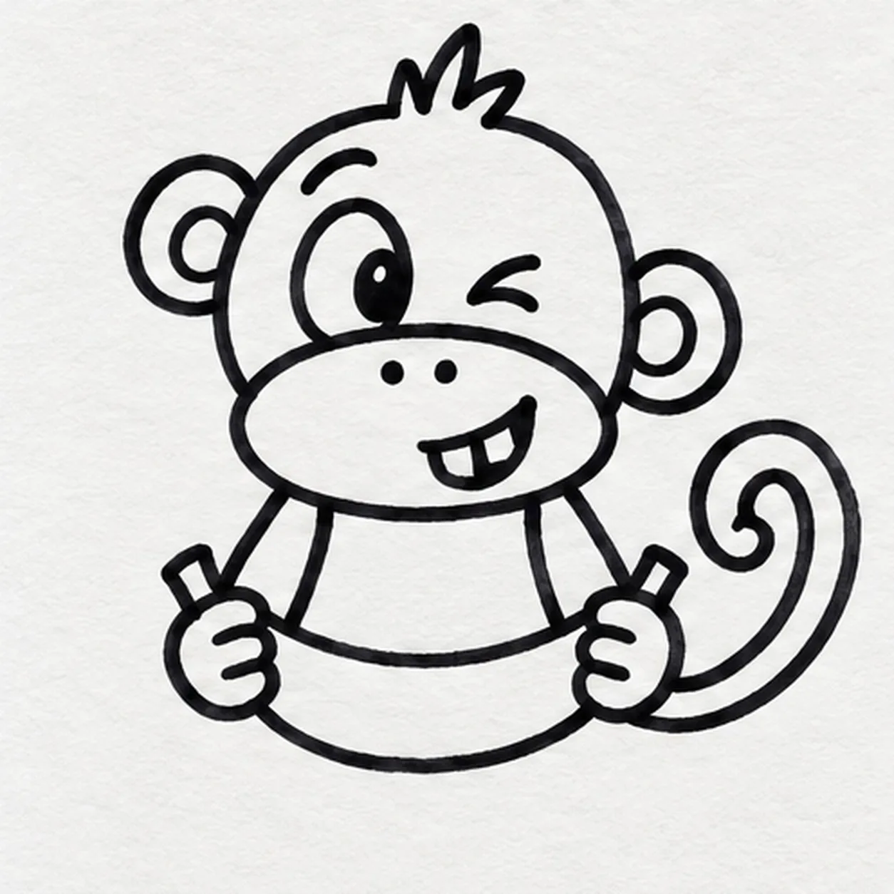 Wrap the torso behind the snack stage for how to draw a cartoon monkey with a banana