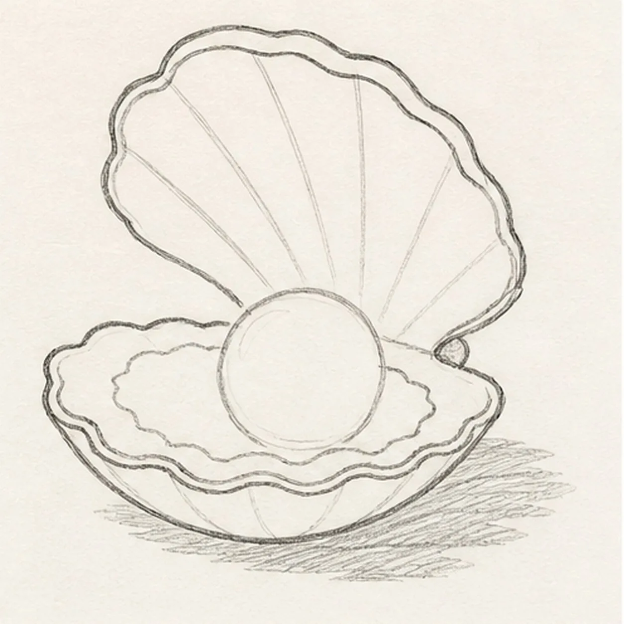 Shape the hinged shell stage for how to draw an oyster with a pearl