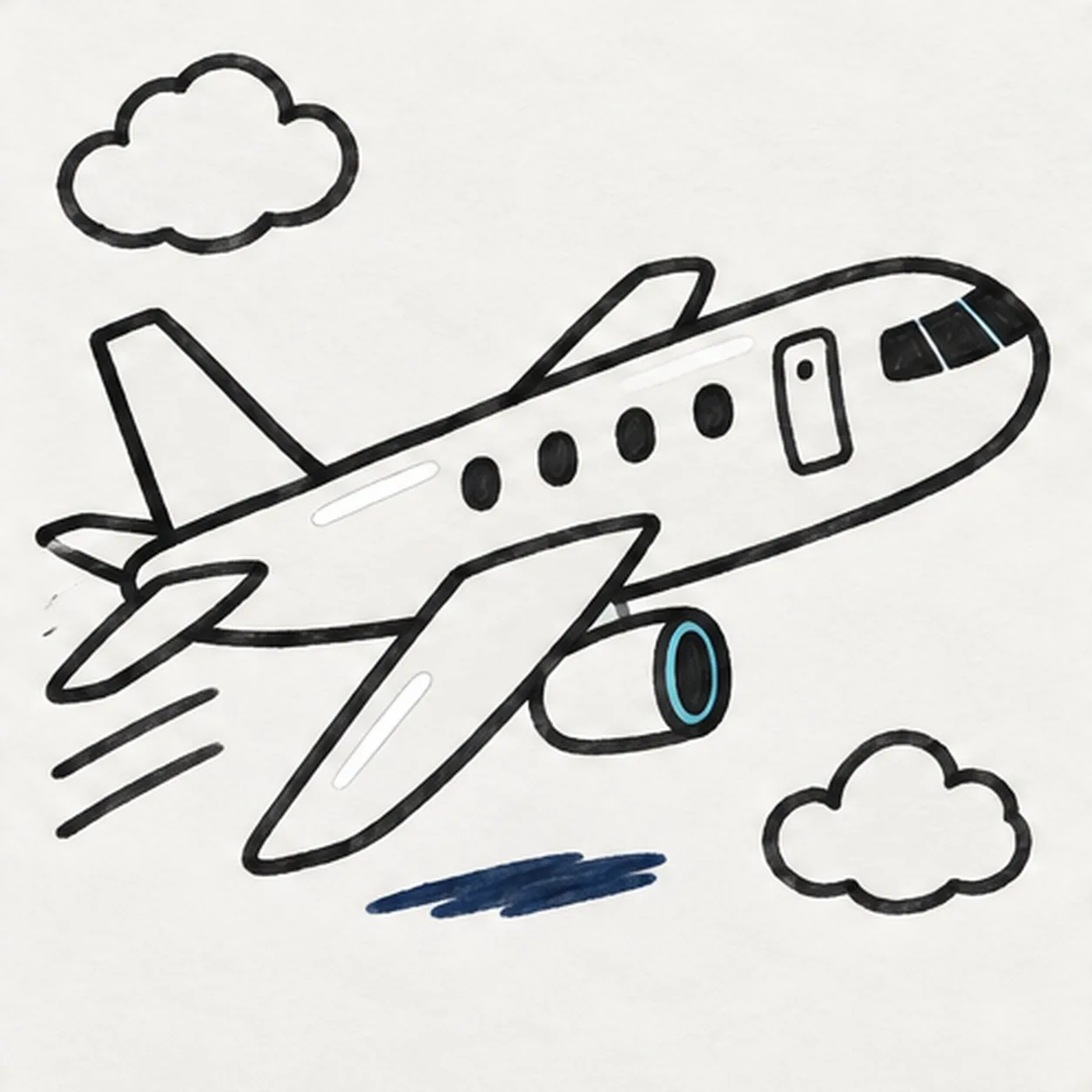 Add sky motion and shine stage for how to draw a passenger airplane