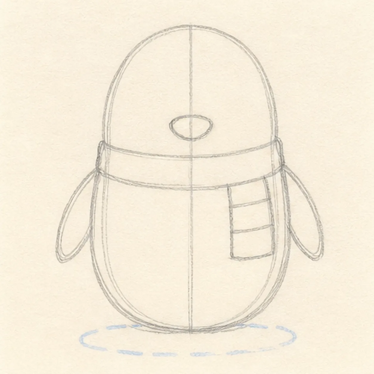 Map the chilly pose stage for how to draw a cartoon penguin