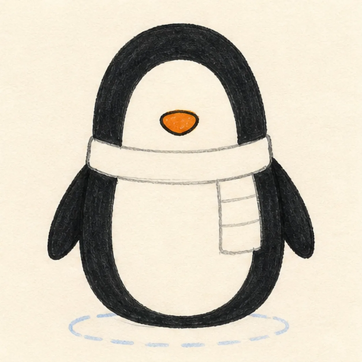 Add wings and beak stage for how to draw a cartoon penguin