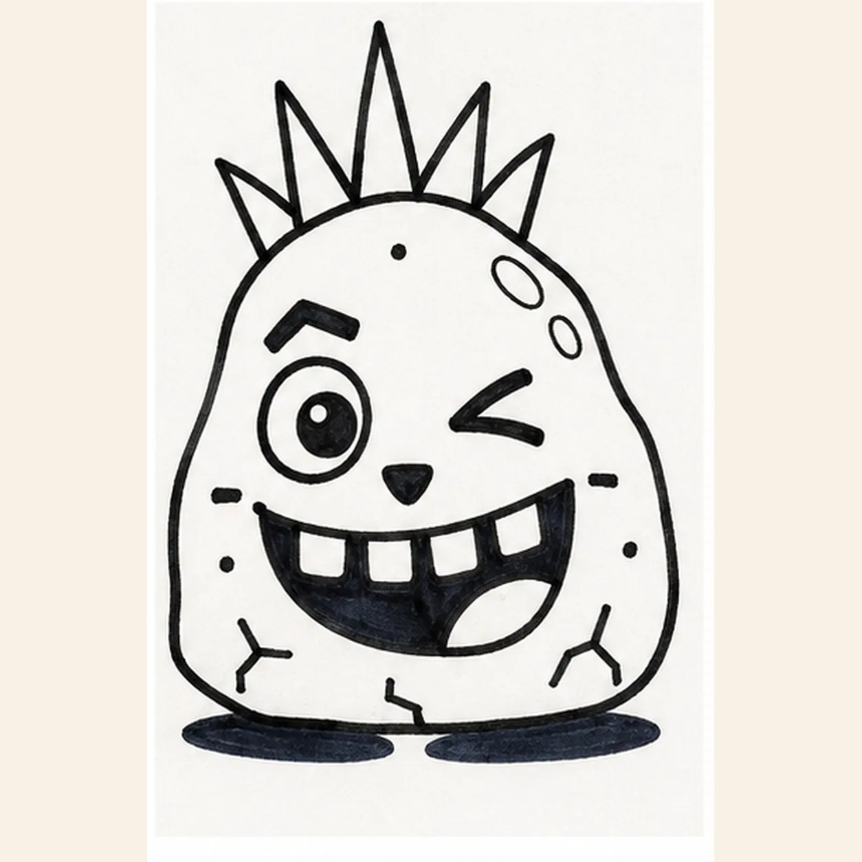 Add cracks shine and ground stage for how to draw a punky pet rock