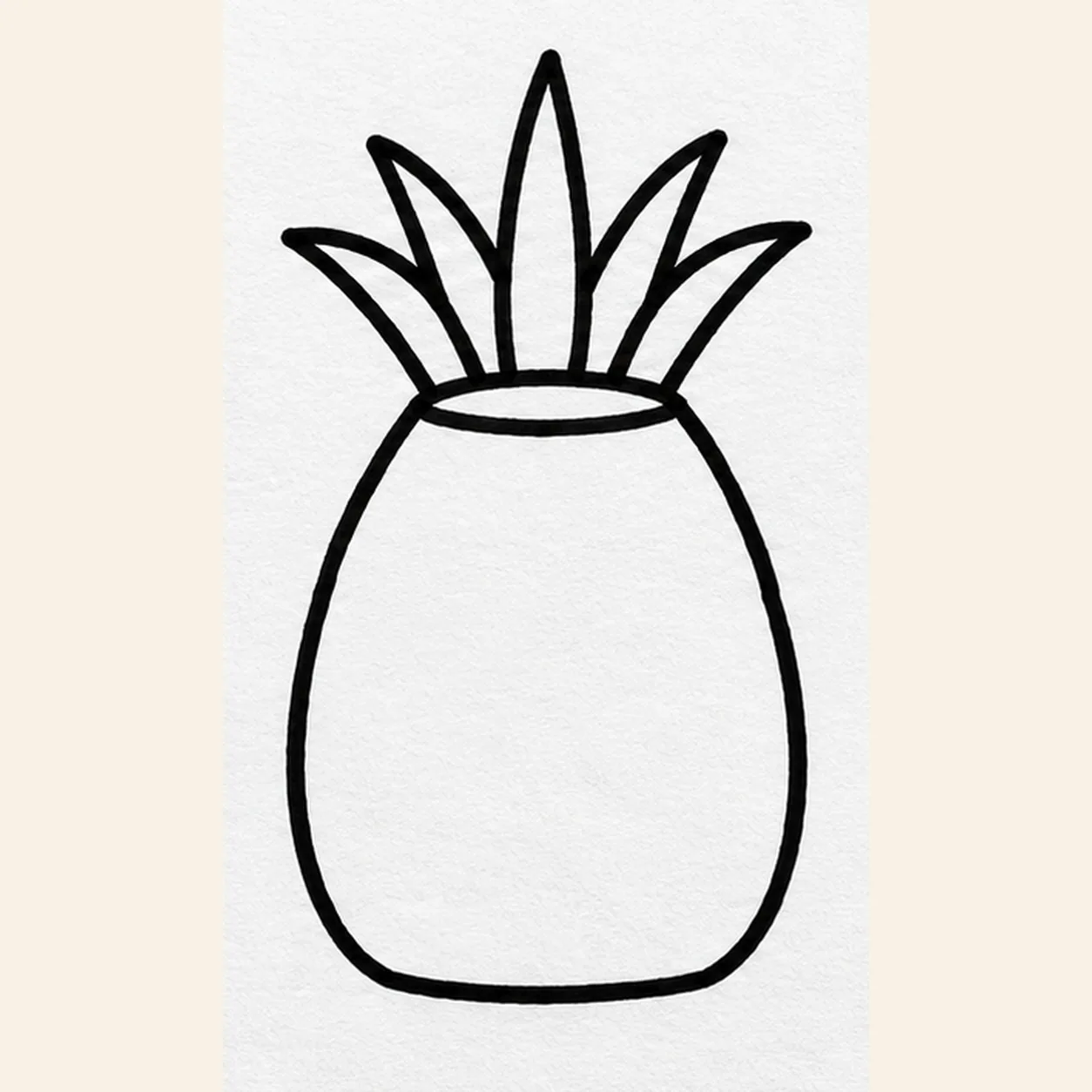 Grow five crown leaves stage for how to draw a pineapple