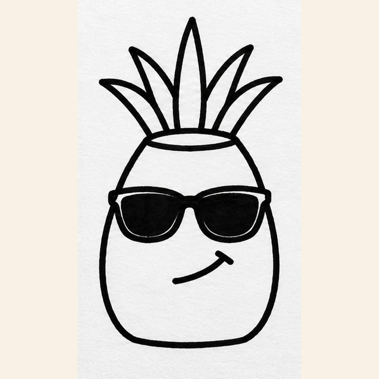 Put on the sunglasses stage for how to draw a pineapple